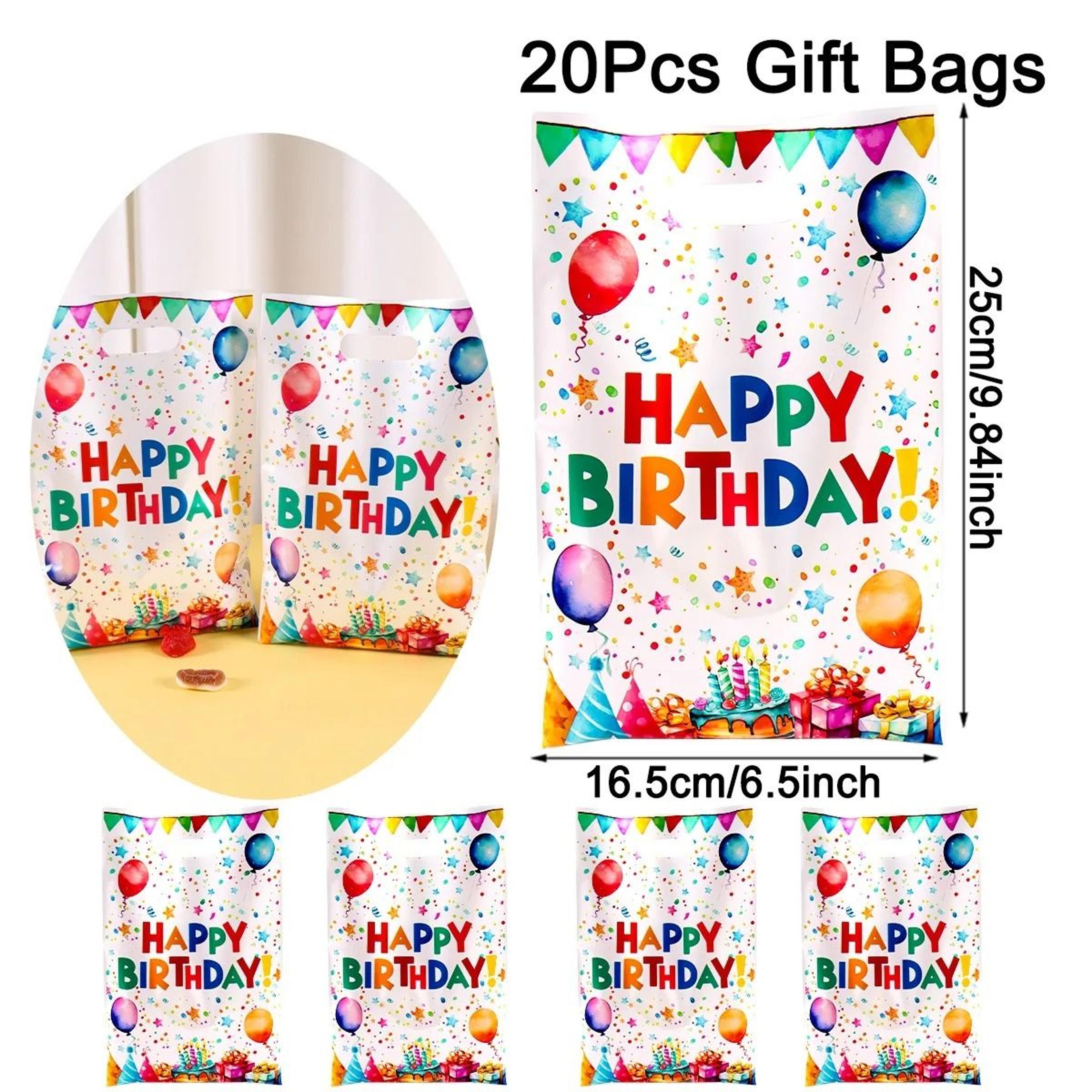Happy Birthday Gift Bags Set Colorful Balloon Pattern Plastic Party Favor Tote Bags 8
