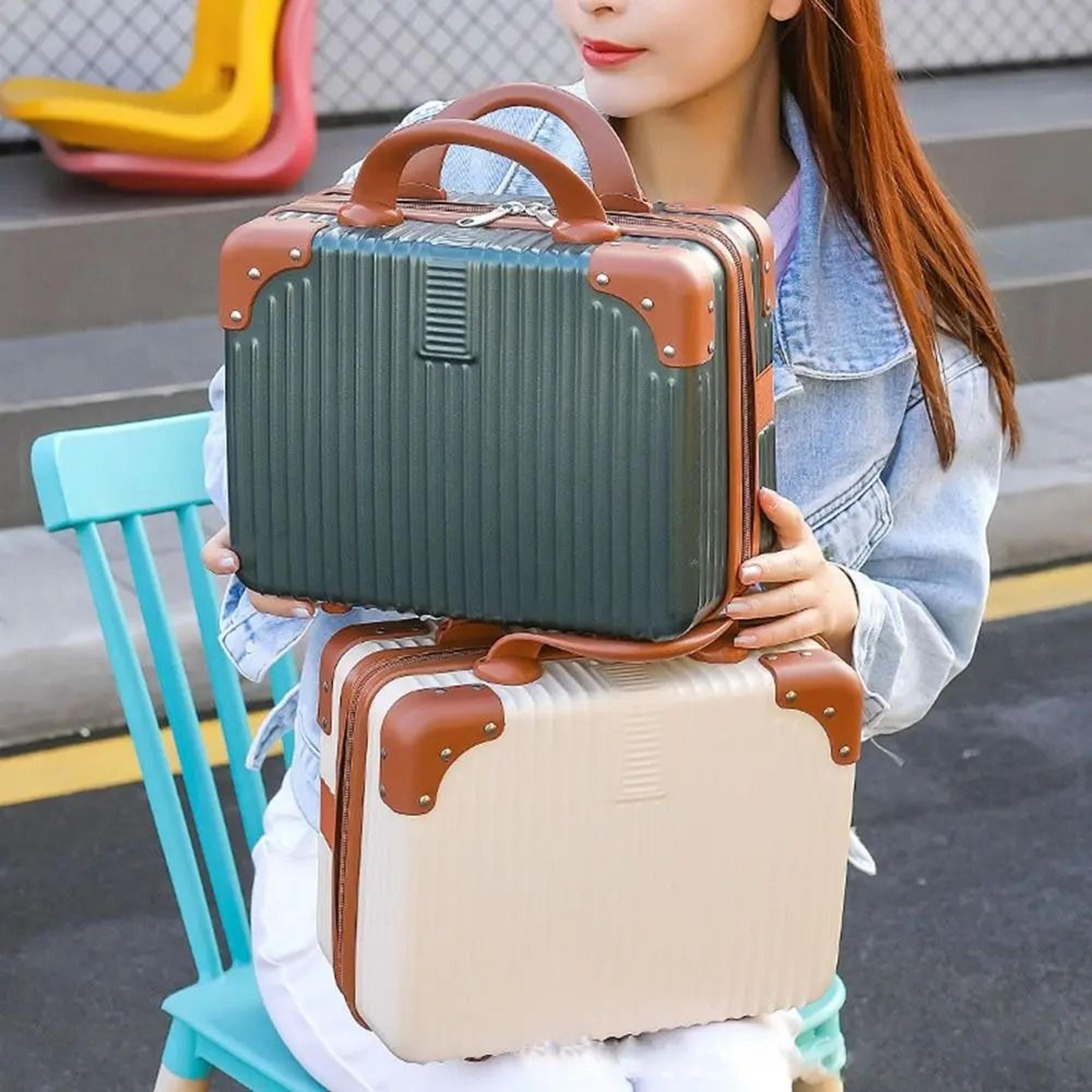 14-inch mini hard shell travel suitcase cosmetic box & password lock boarding case