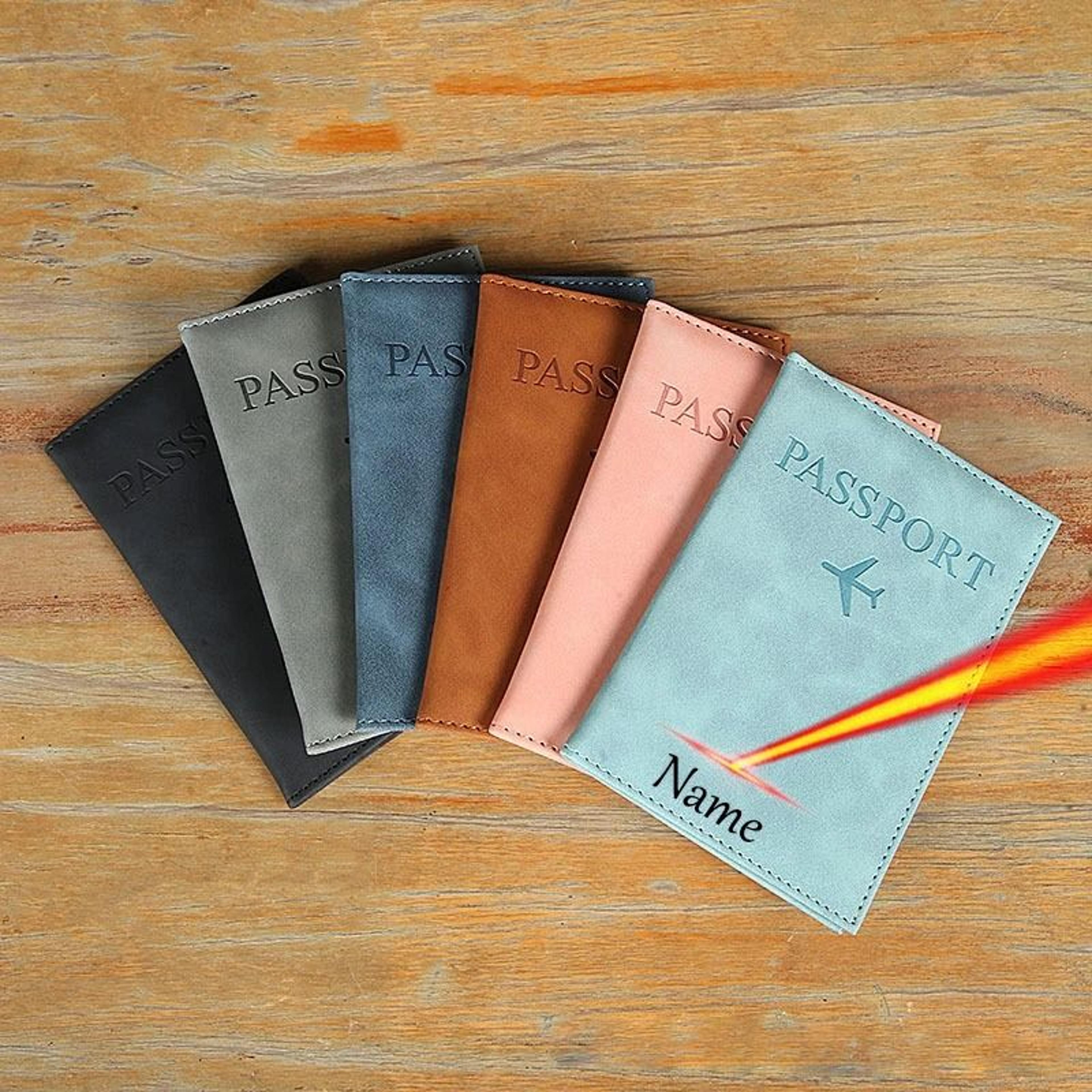 Personalized Laser Engraved Name PU Leather Passport Cover  Travel Wallet Case 5