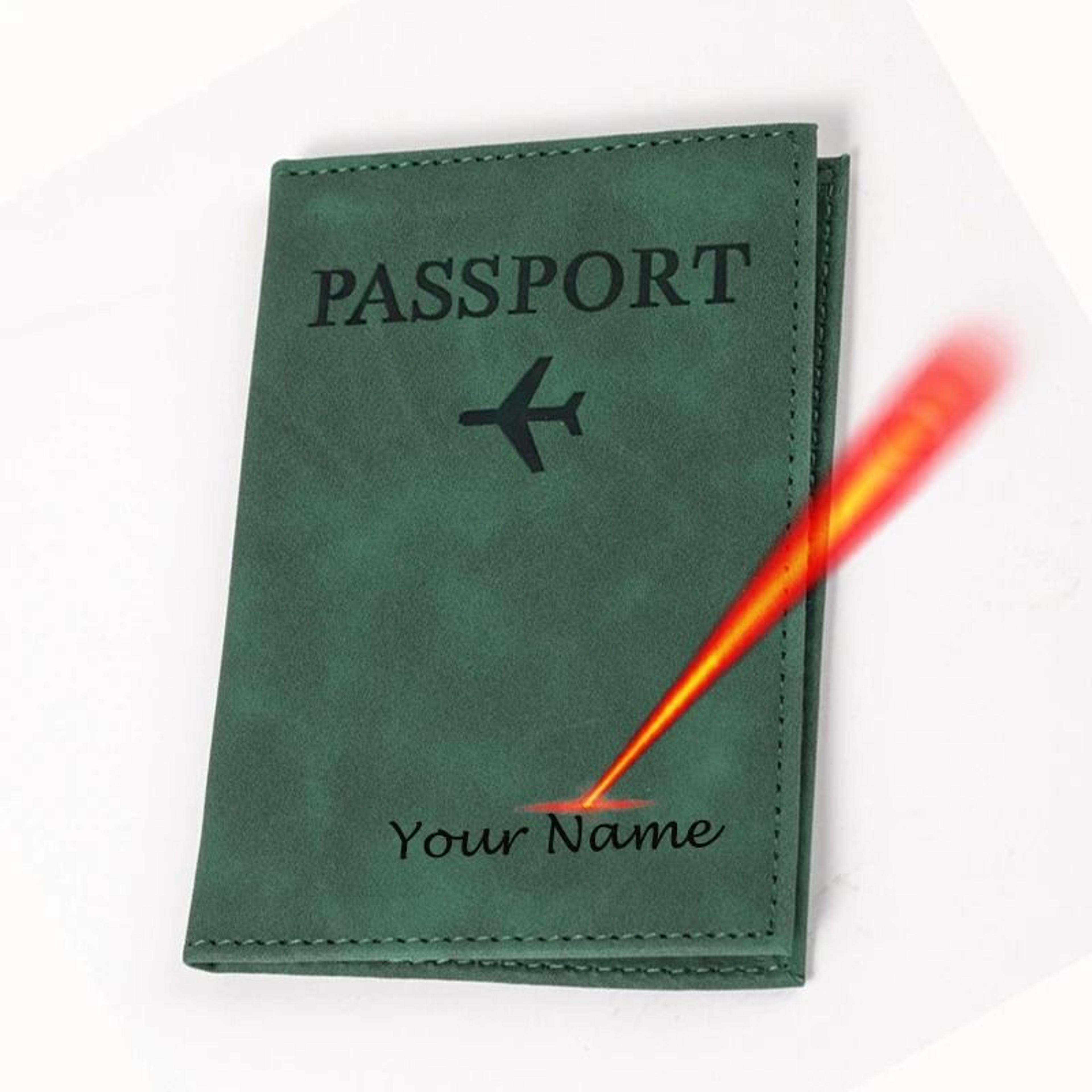 Personalized Laser Engraved Name PU Leather Passport Cover  Travel Wallet Case 17