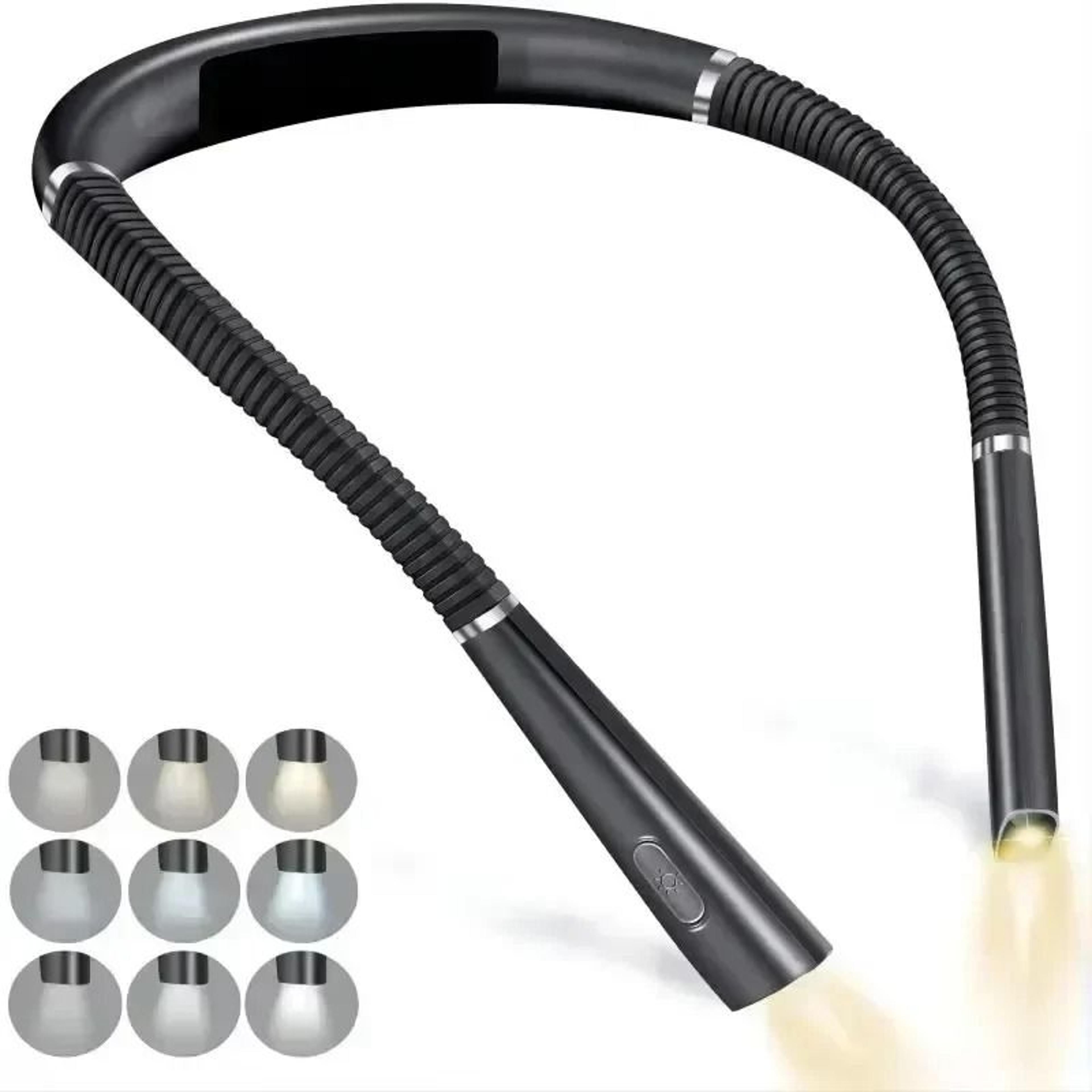 LED Neck Reading Light USB Rechargeable HandsFree Book Light Flexible 3Color Bed Lamp 7