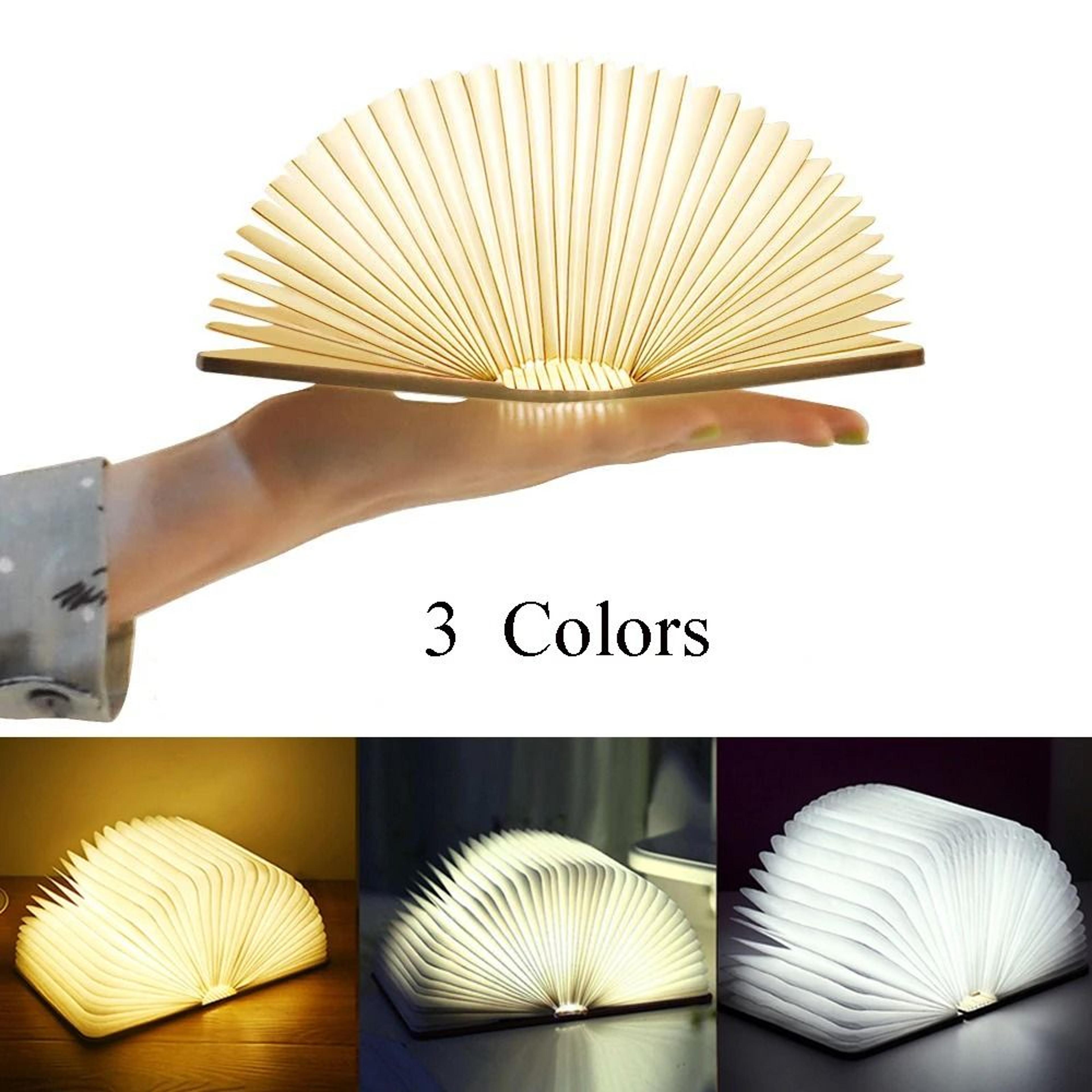 creative wooden foldable led book light rechargeable luminous night lamp & holiday gift