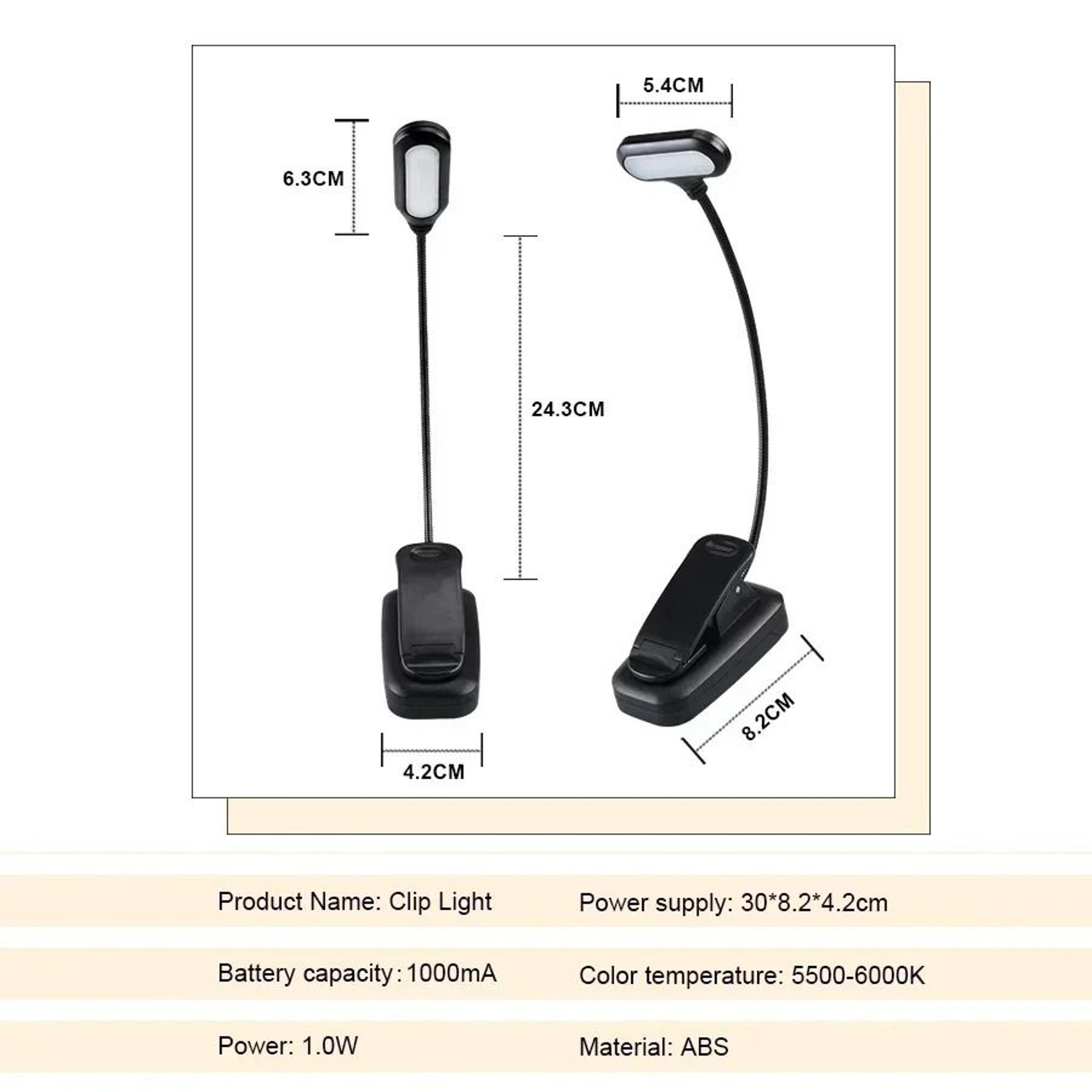 Mini LED ClipOn Table Lamp Battery Powered Portable Eye Protection Study  Book Reading Light 4