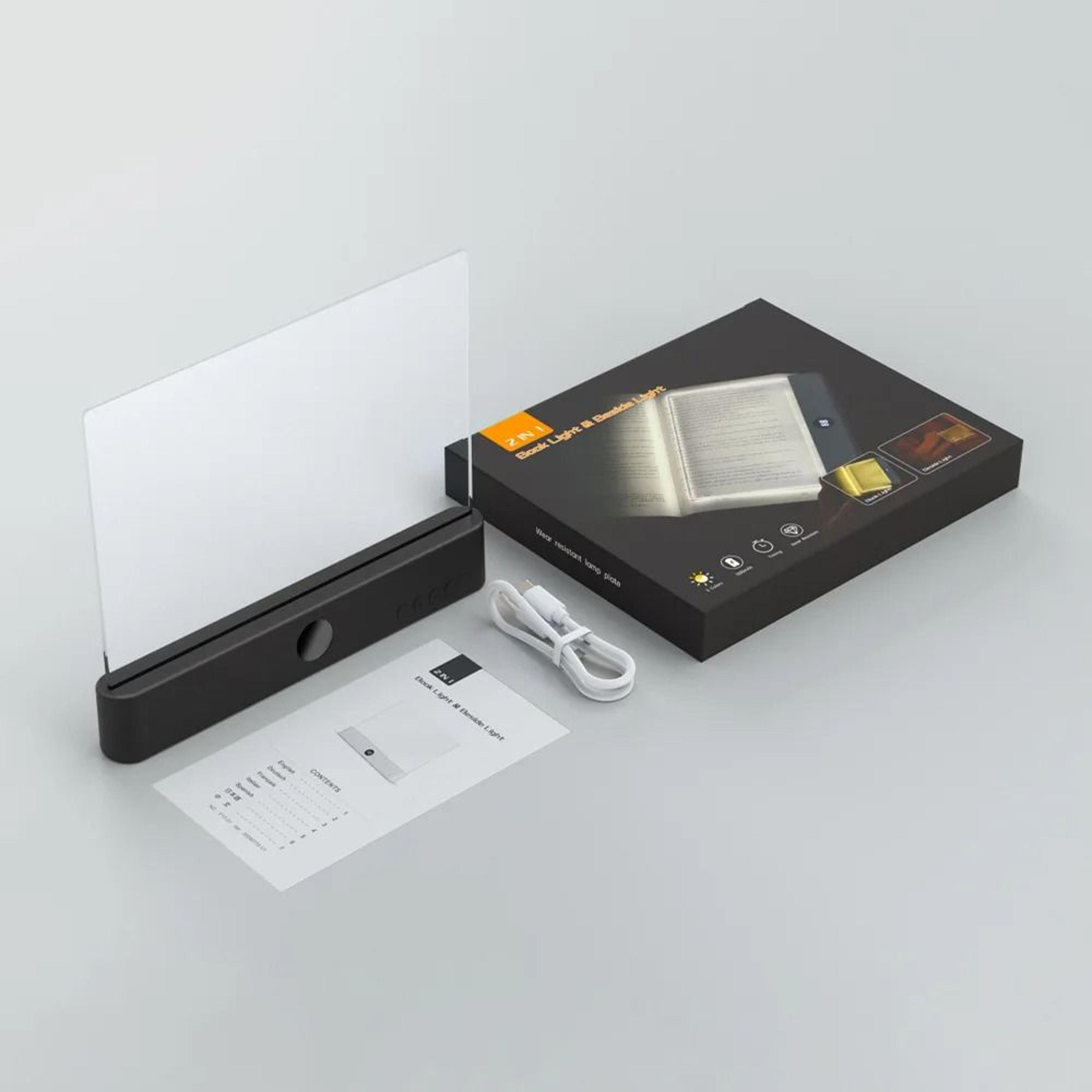 2in1 LED Flat Panel Page Reading Light USB Rechargeable Eye Protection Night Vision Book Lamp 8