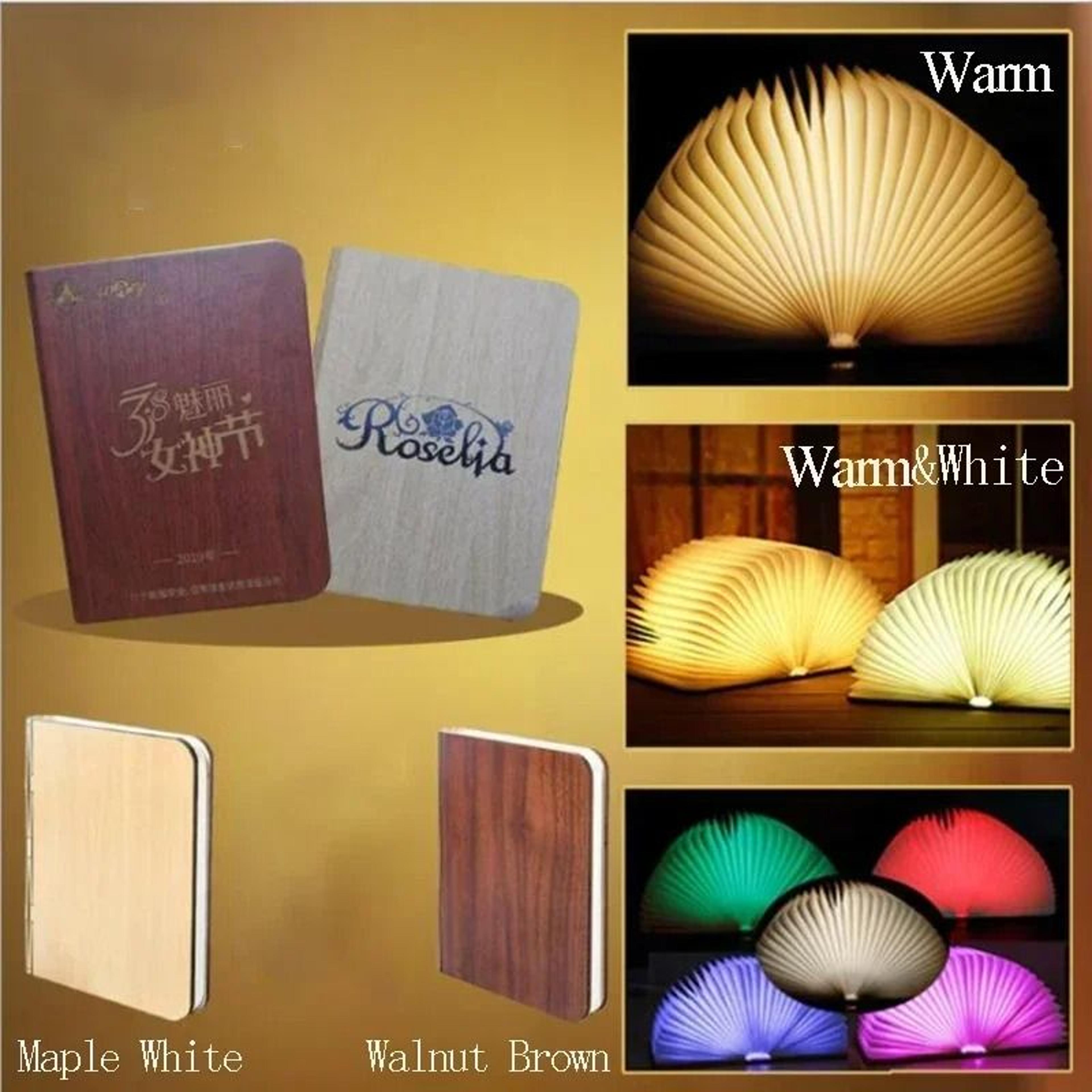 3D Folding Creative Wooden LED Book Light RGB Color USB Rechargeable Bedroom Table Lamp  Birthday G 4