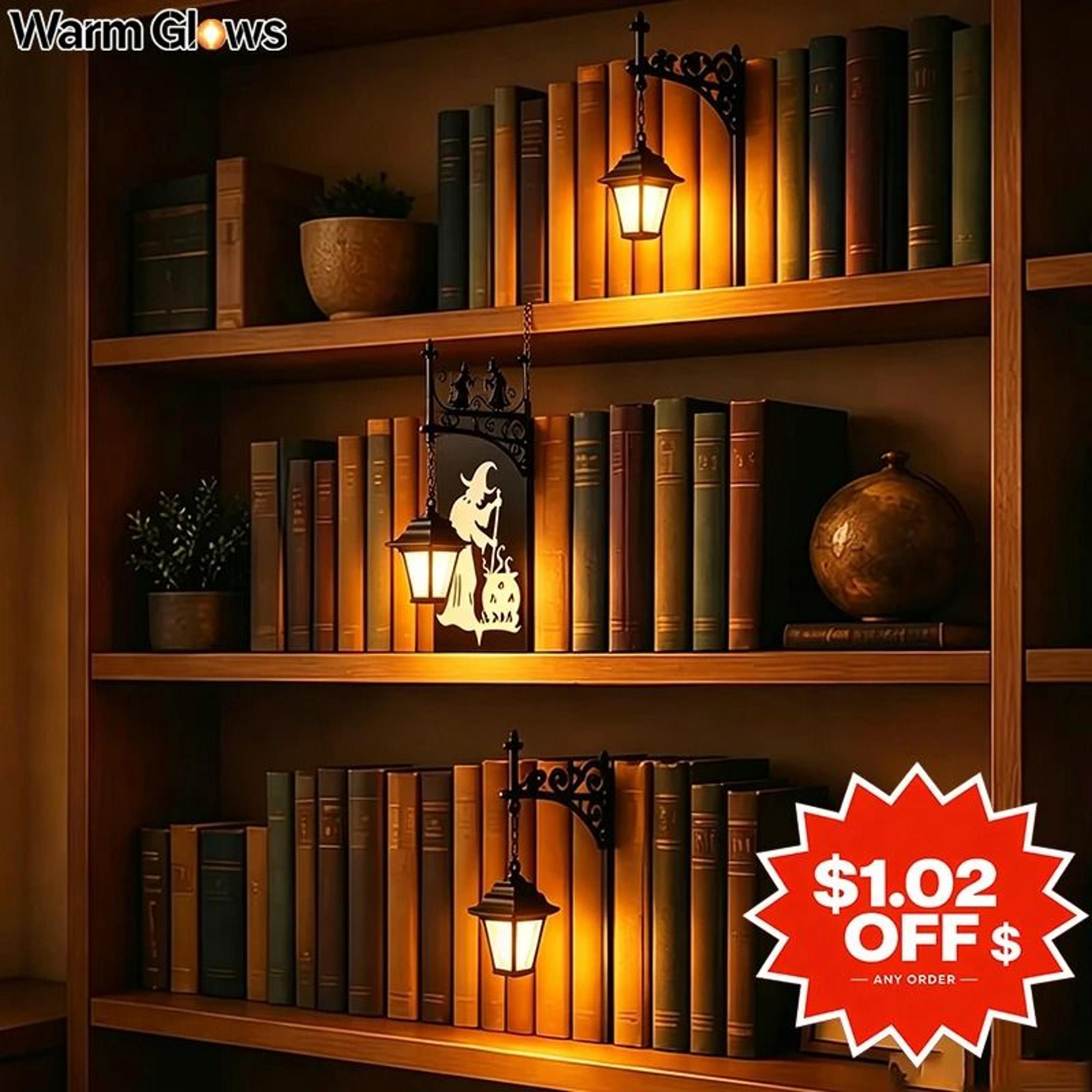 Bookshelf Mini Library Lantern Lamp Bookcase Book Nook Accent Light For Reading Nook  Home Decor 0