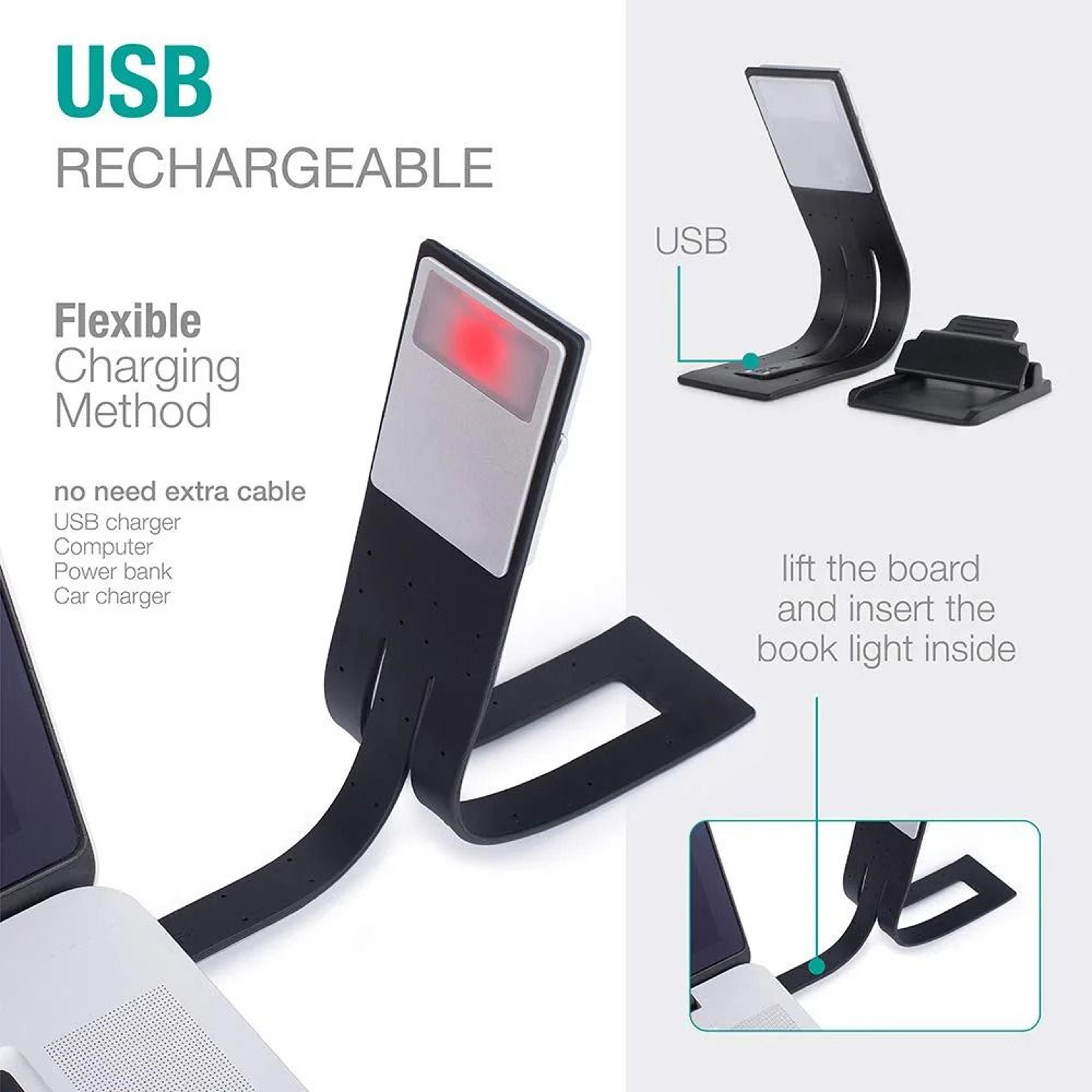 UltraThin Bookmark LED Reading Light 3 Color Modes USB Rechargeable Clip Lamp For Kindle  Books 3