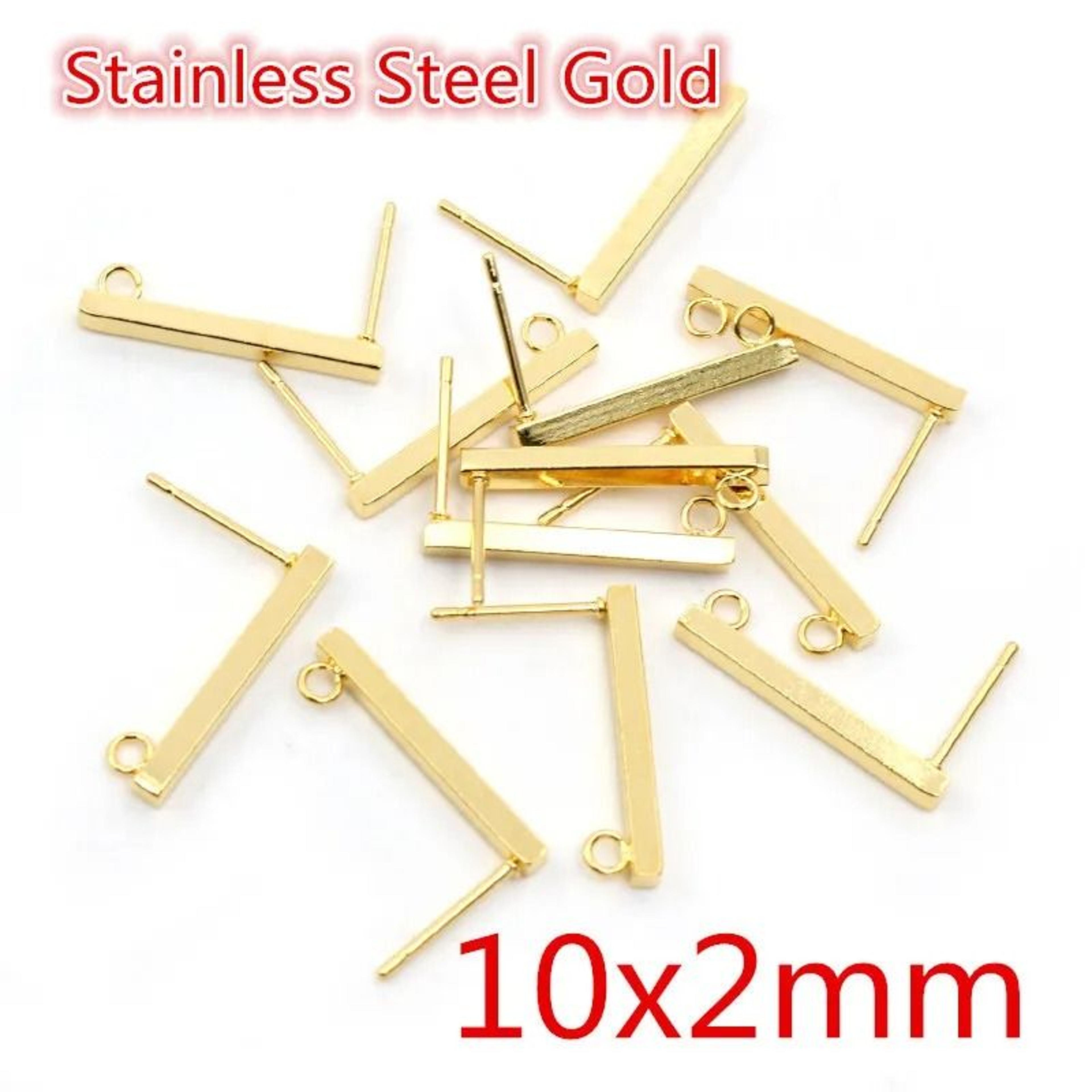 20pcs 316 Stainless Steel Gold Geometric Earring Stud Posts Connector Findings For DIY Jewelry Maki 15