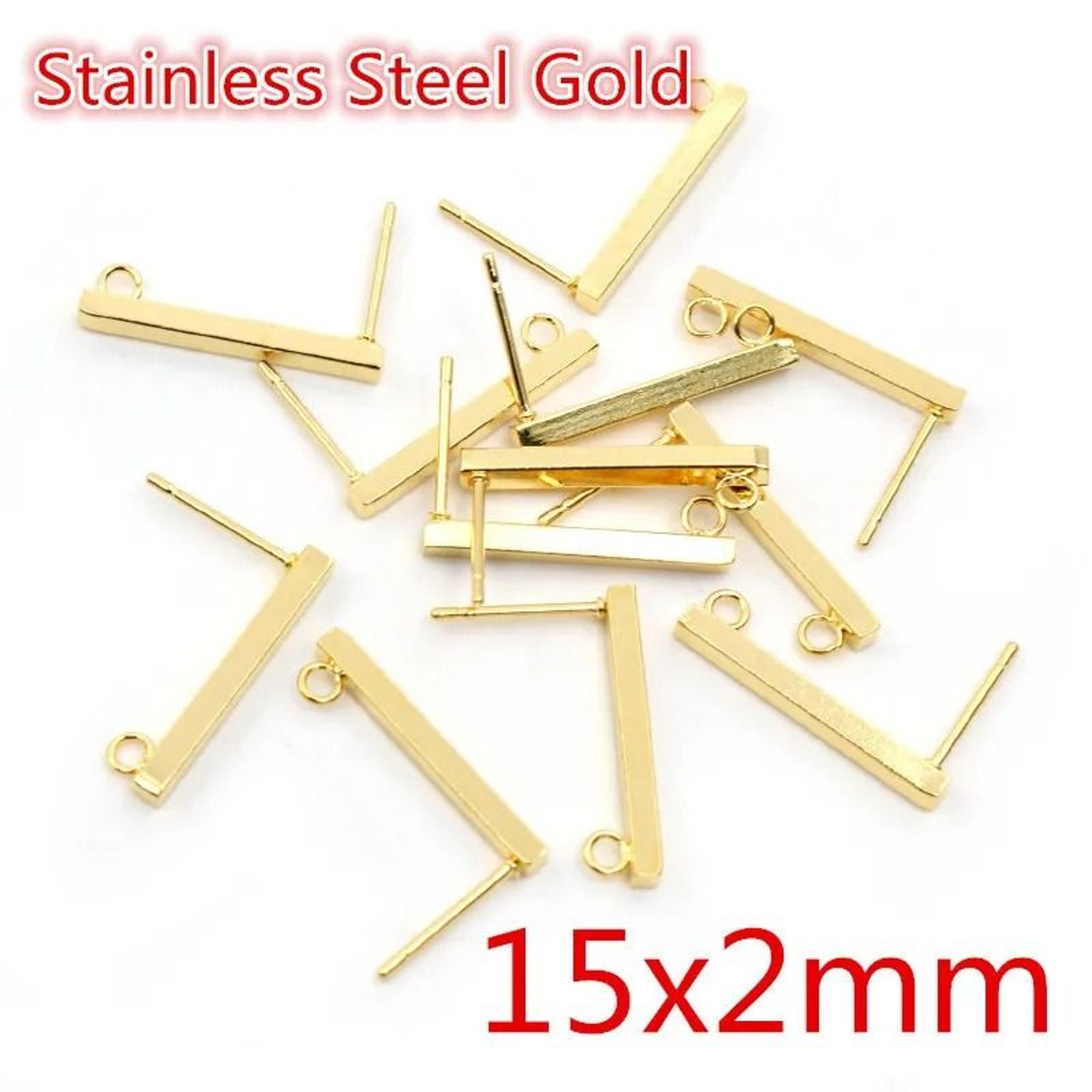 20pcs 316 Stainless Steel Gold Geometric Earring Stud Posts Connector Findings For DIY Jewelry Maki 16