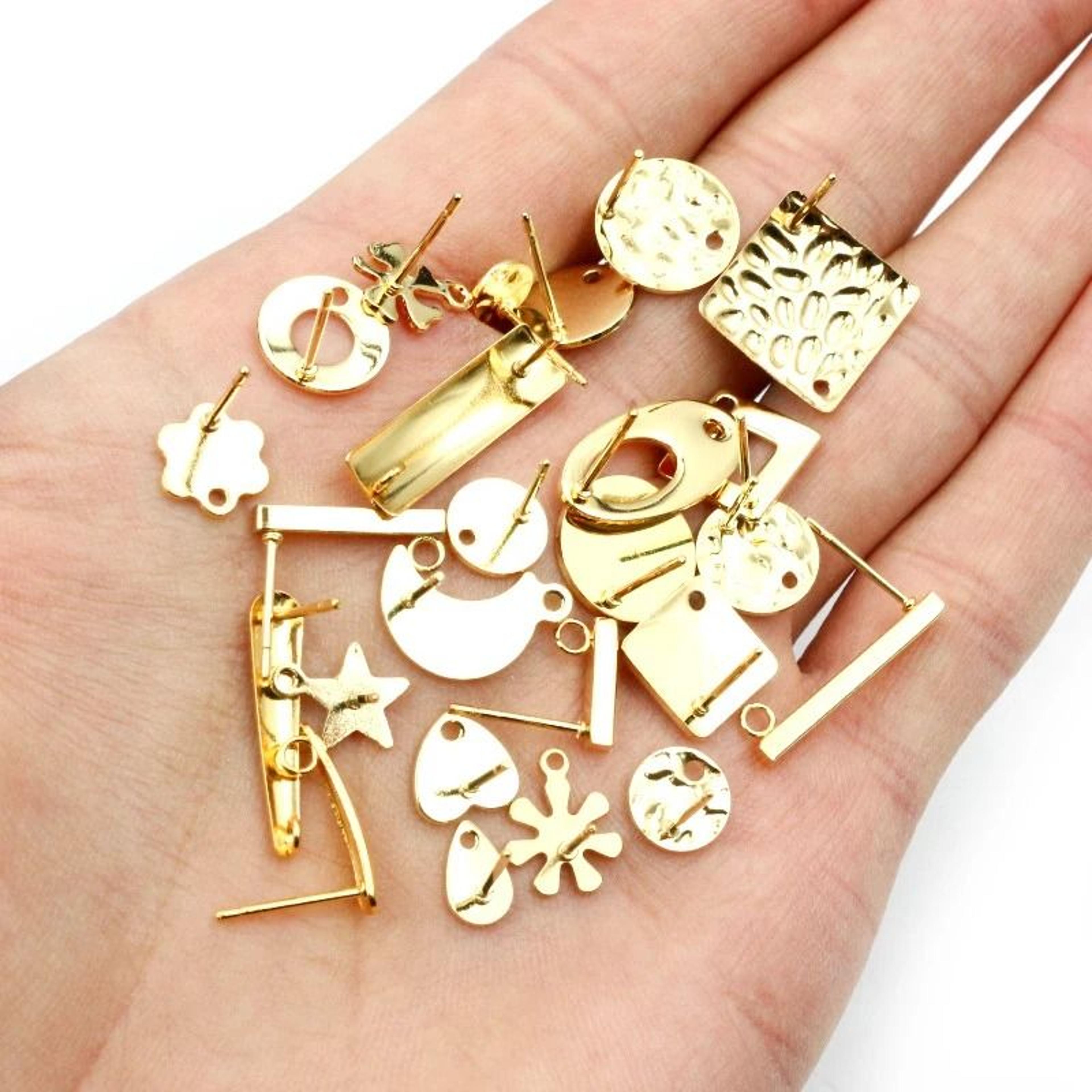 20pcs 316 Stainless Steel Gold Geometric Earring Stud Posts Connector Findings For DIY Jewelry Maki 1
