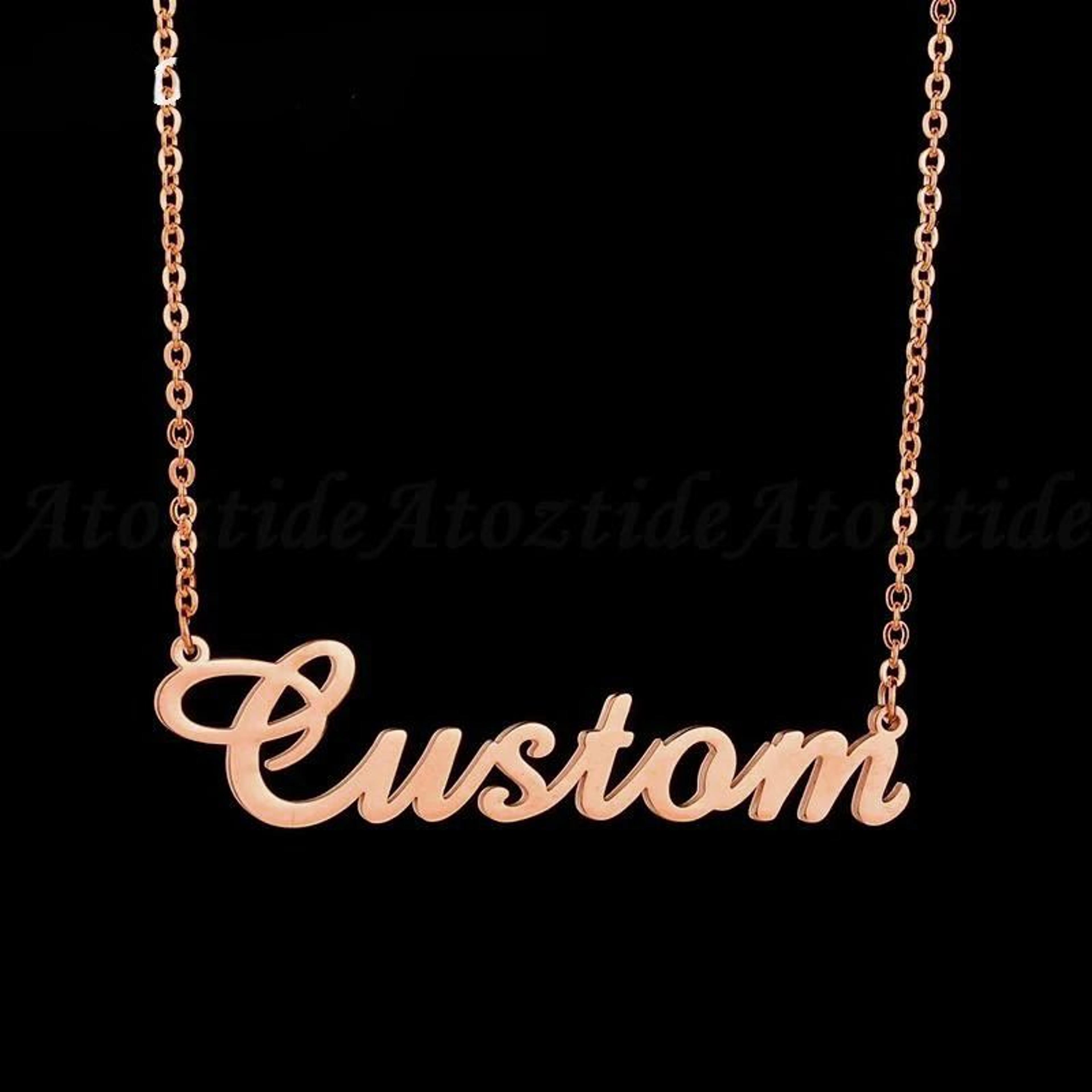 Customized Personalized Nameplate Necklace Stainless Steel Gold Color Letter Choker Pendant Gift 9
