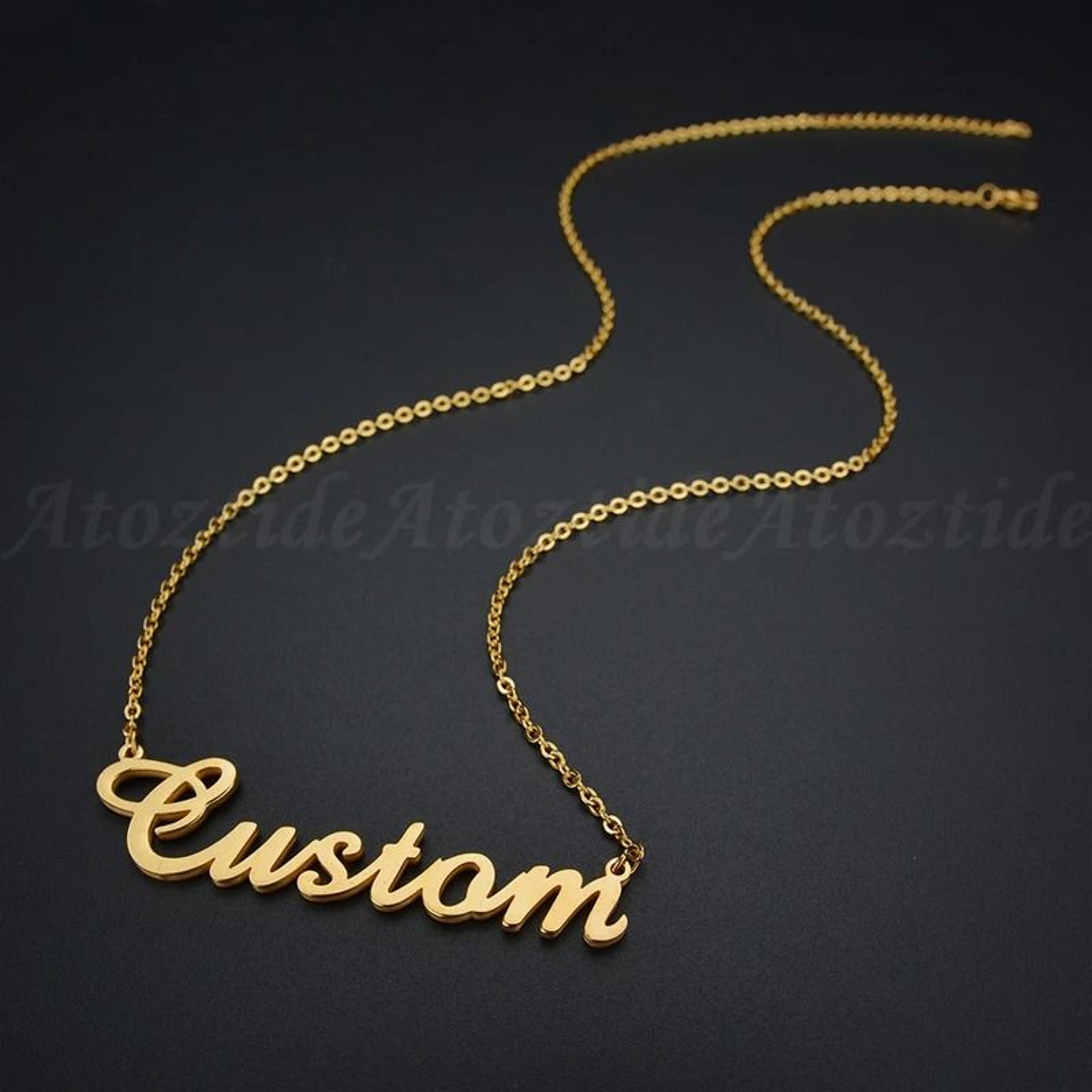 Customized Personalized Nameplate Necklace Stainless Steel Gold Color Letter Choker Pendant Gift 2