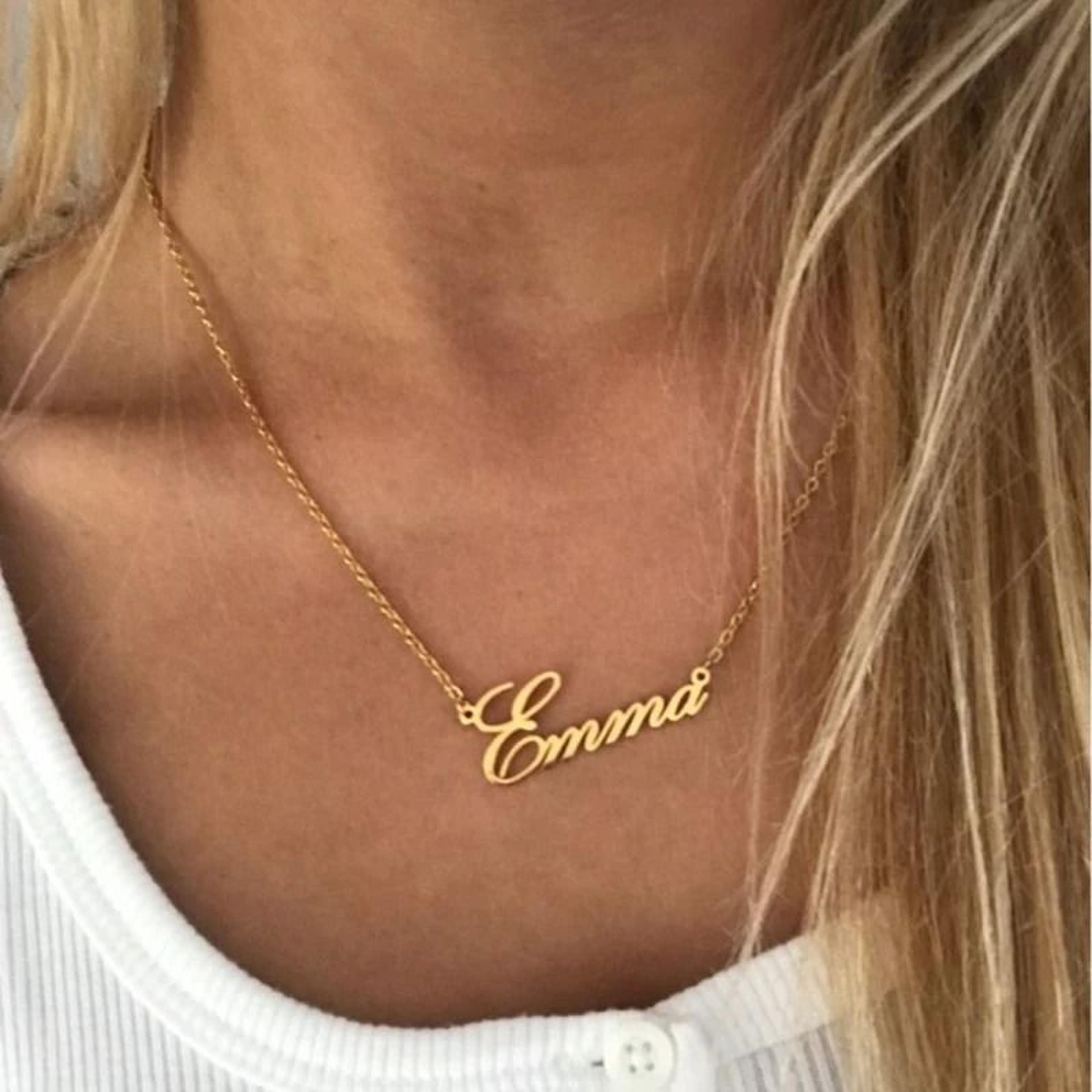 Customized Personalized Nameplate Necklace Stainless Steel Gold Color Letter Choker Pendant Gift 5