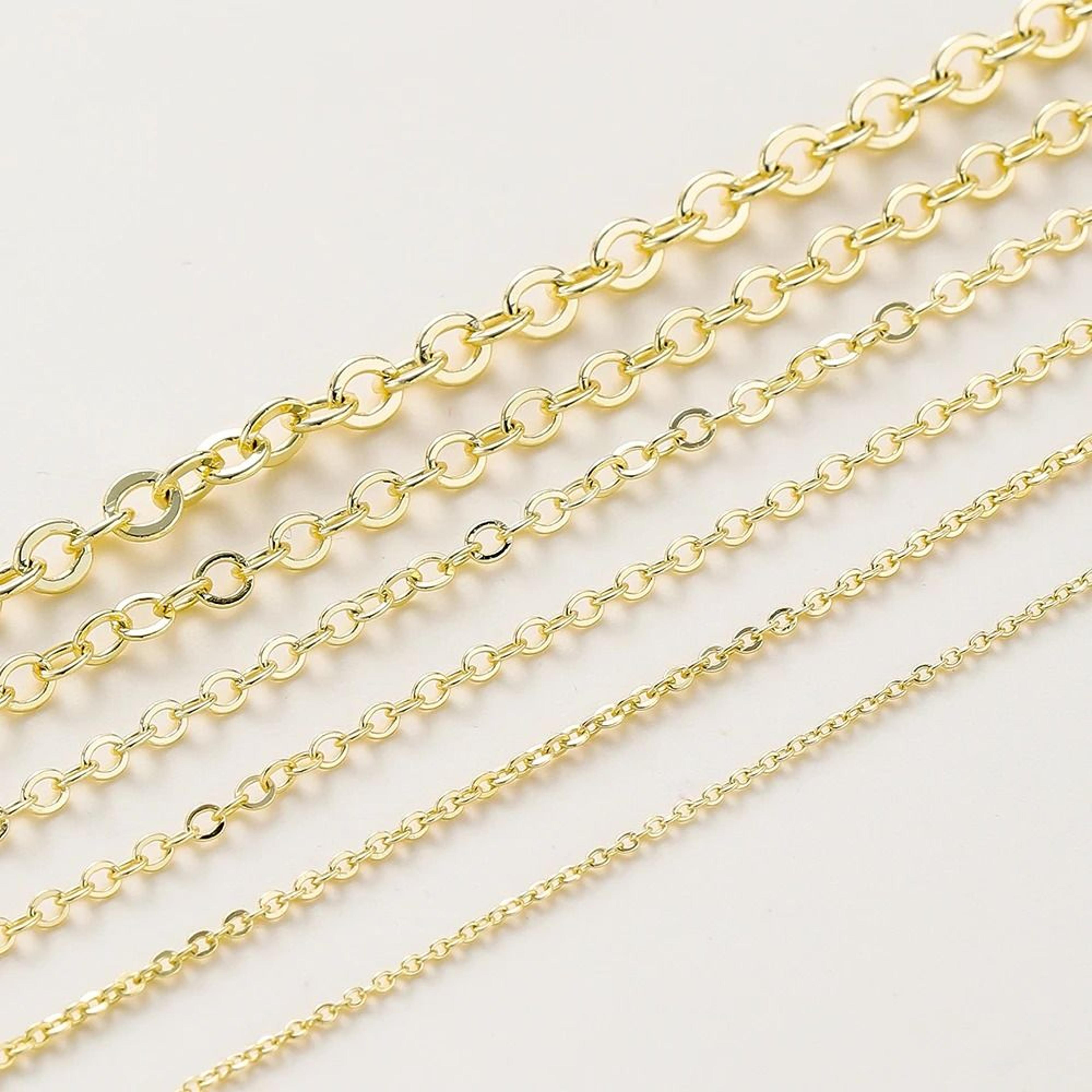 1 Meter 14K  18K Gold Plated Brass Flat Cross Cable Chain For DIY Necklace  Bracelet Jewelry Making 0