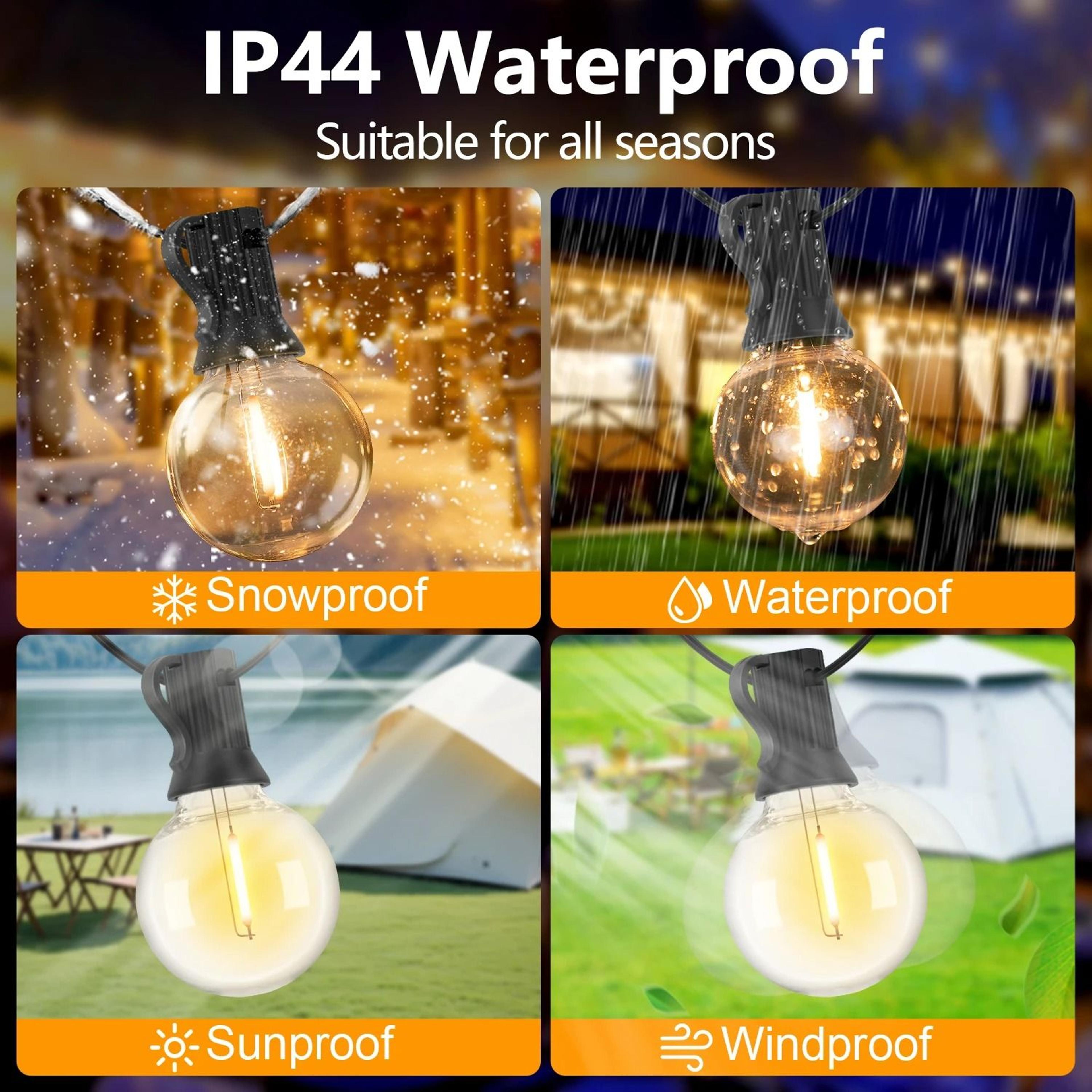 Solar G40 Globe LED String Lights Outdoor Waterproof Shatterproof Bistro Lamp 5