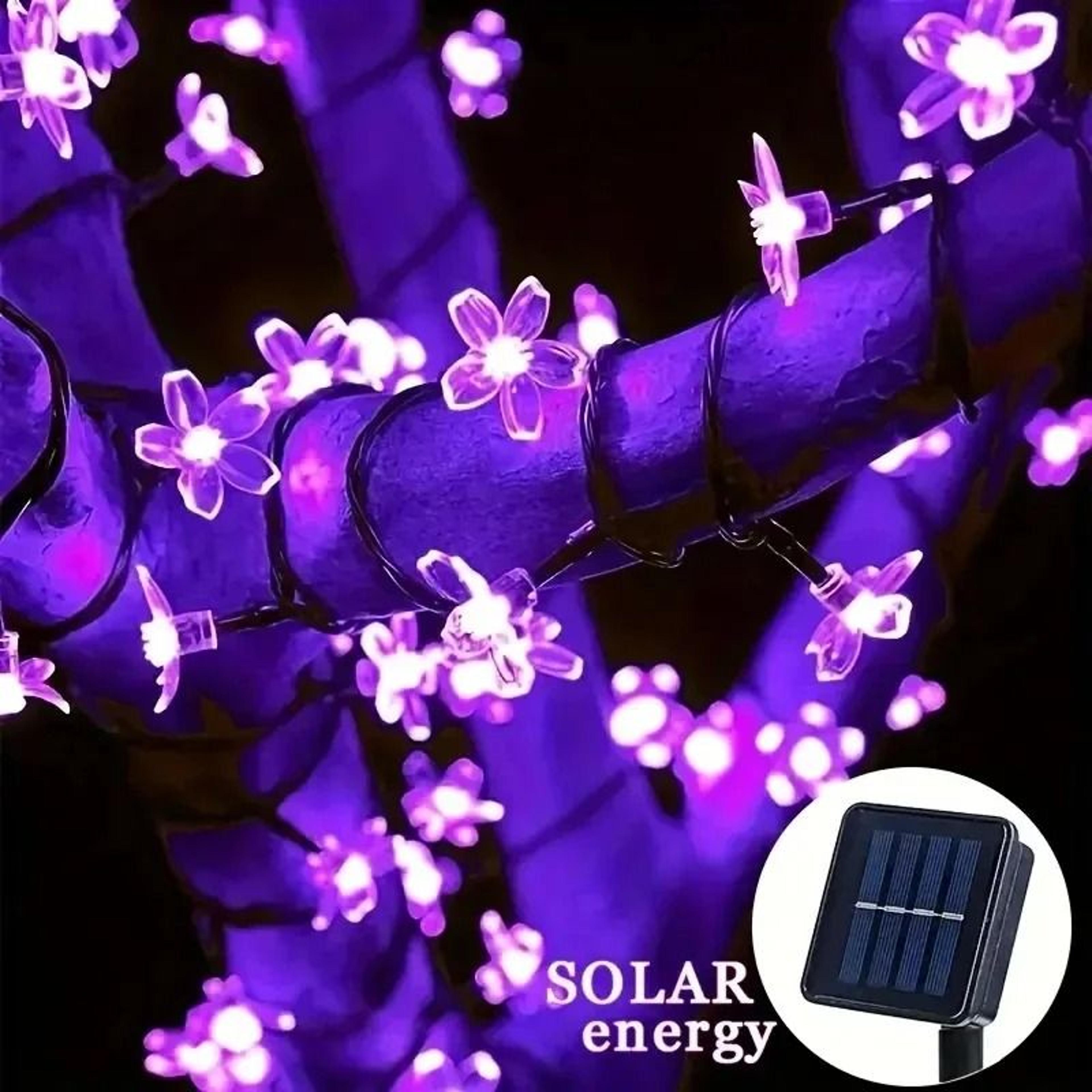 Solar Sakura Flower LED String Lights Outdoor Waterproof Cherry Blossom Decor 8