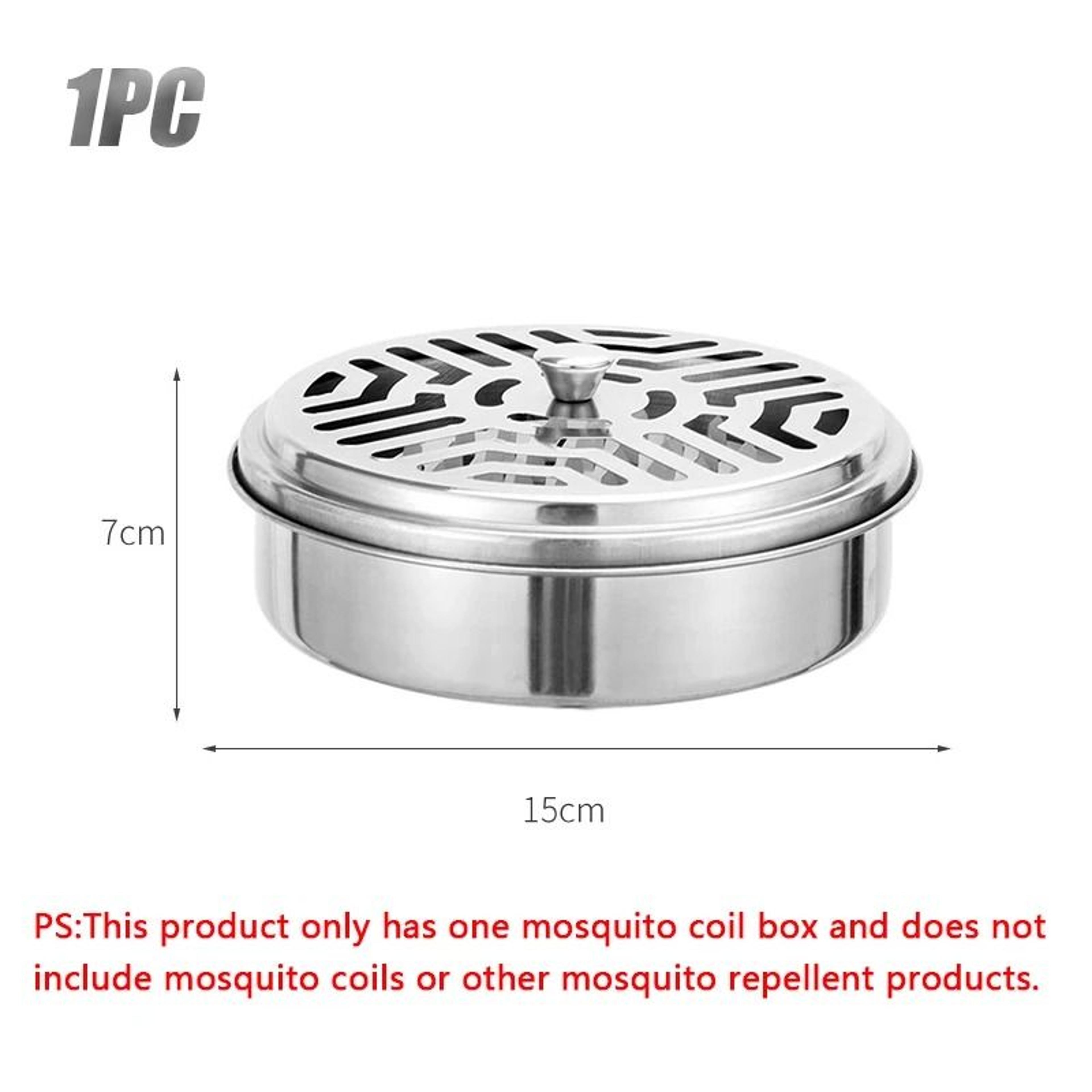 Stainless Steel Mosquito Coil Holder Box Round Incense Burner Tray Cover 6