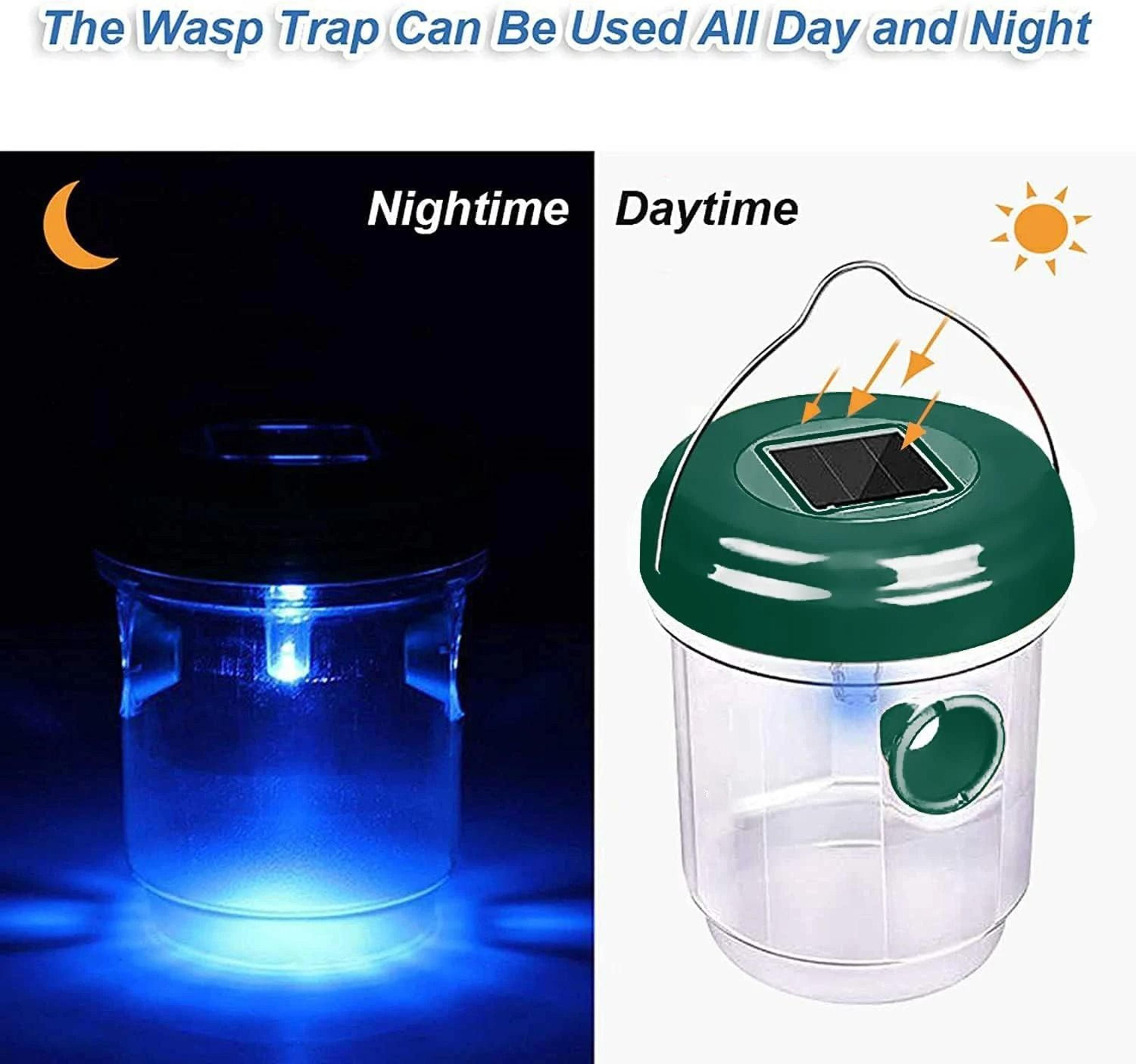 Outdoor Solar Powered UV LED Light Wasp Bottle Trap Bee Hornet Catcher 2