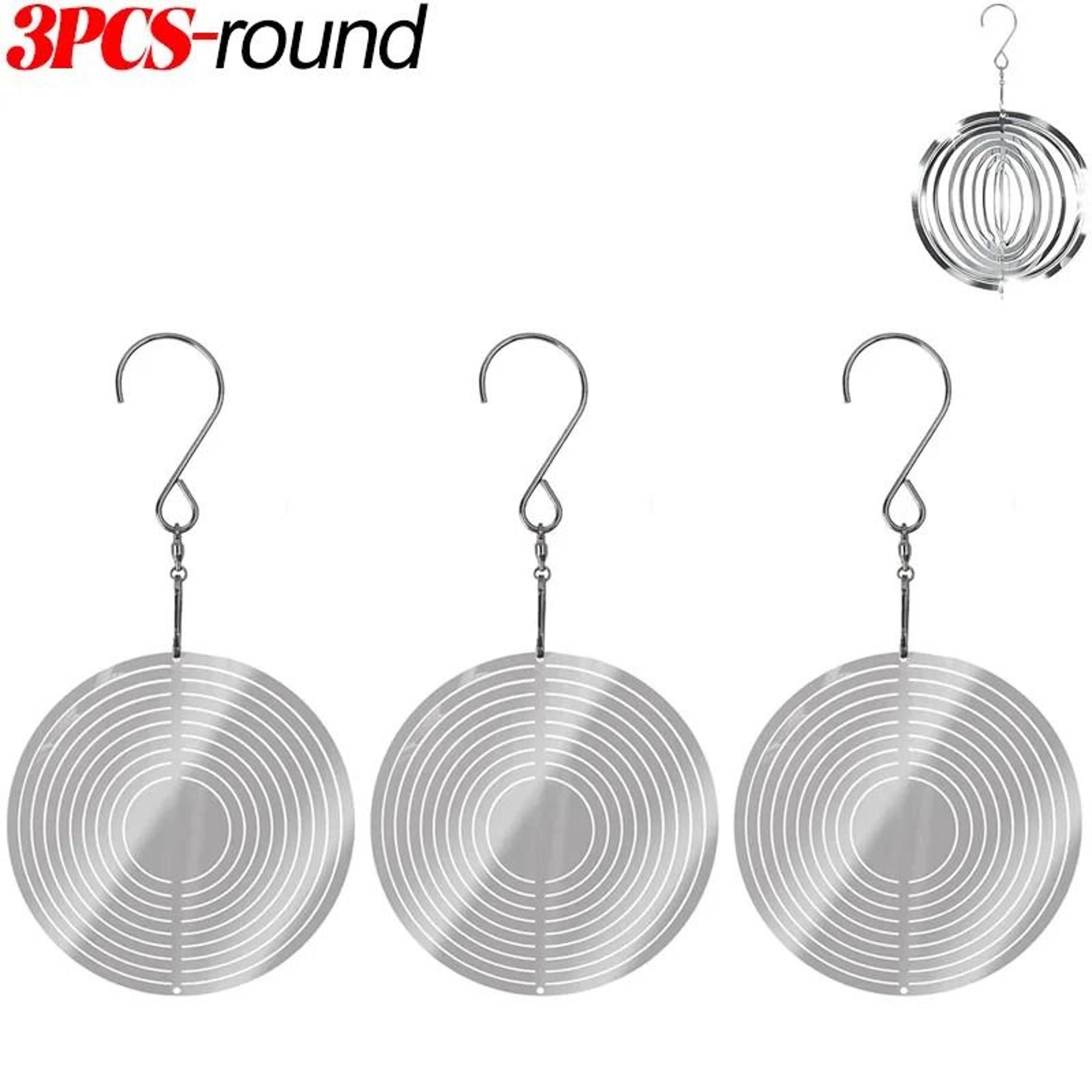 Stainless Steel Reflective 3D Rotating Wind Spinner Bird Deterrent Decor 9