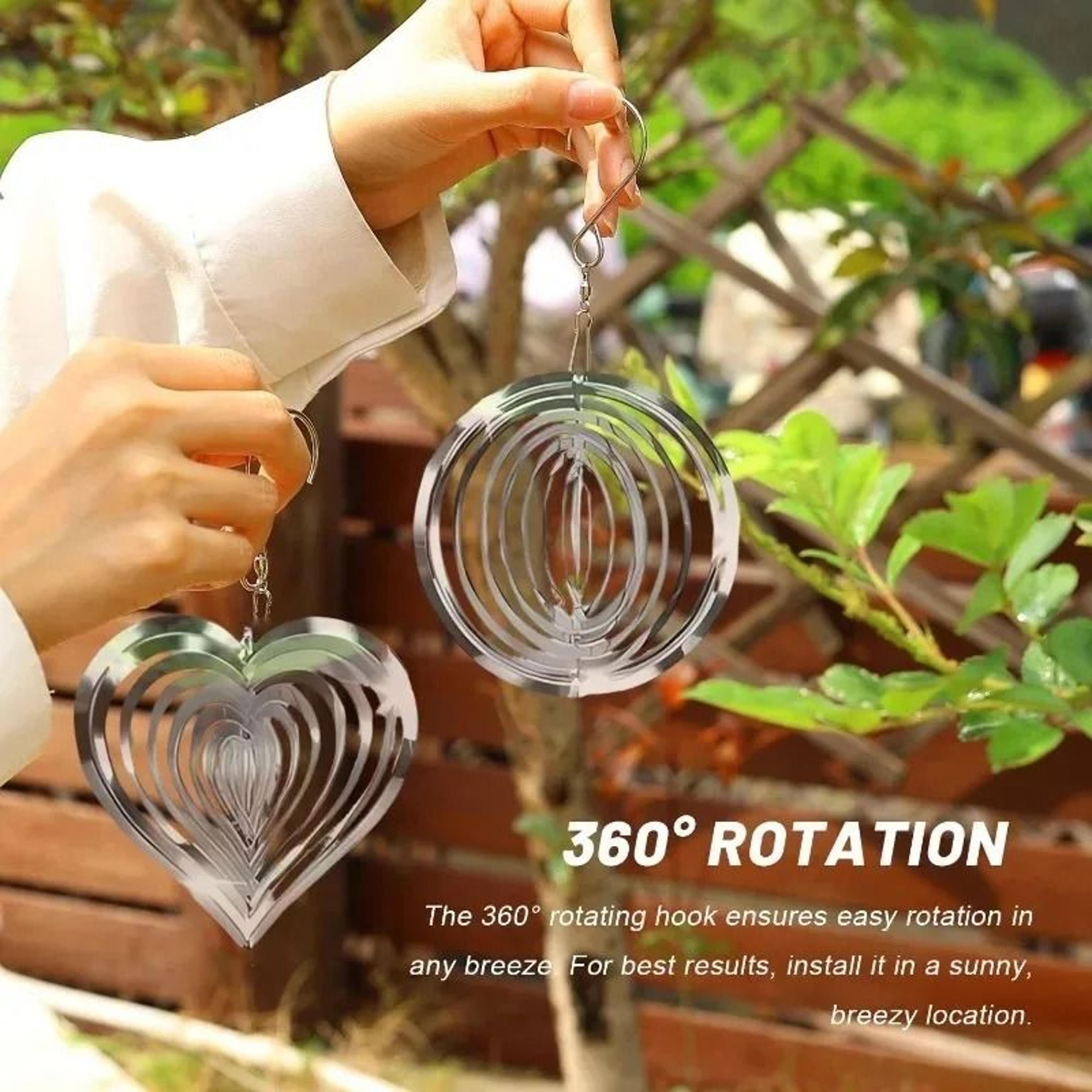 Stainless Steel Reflective 3D Rotating Wind Spinner Bird Deterrent Decor 2