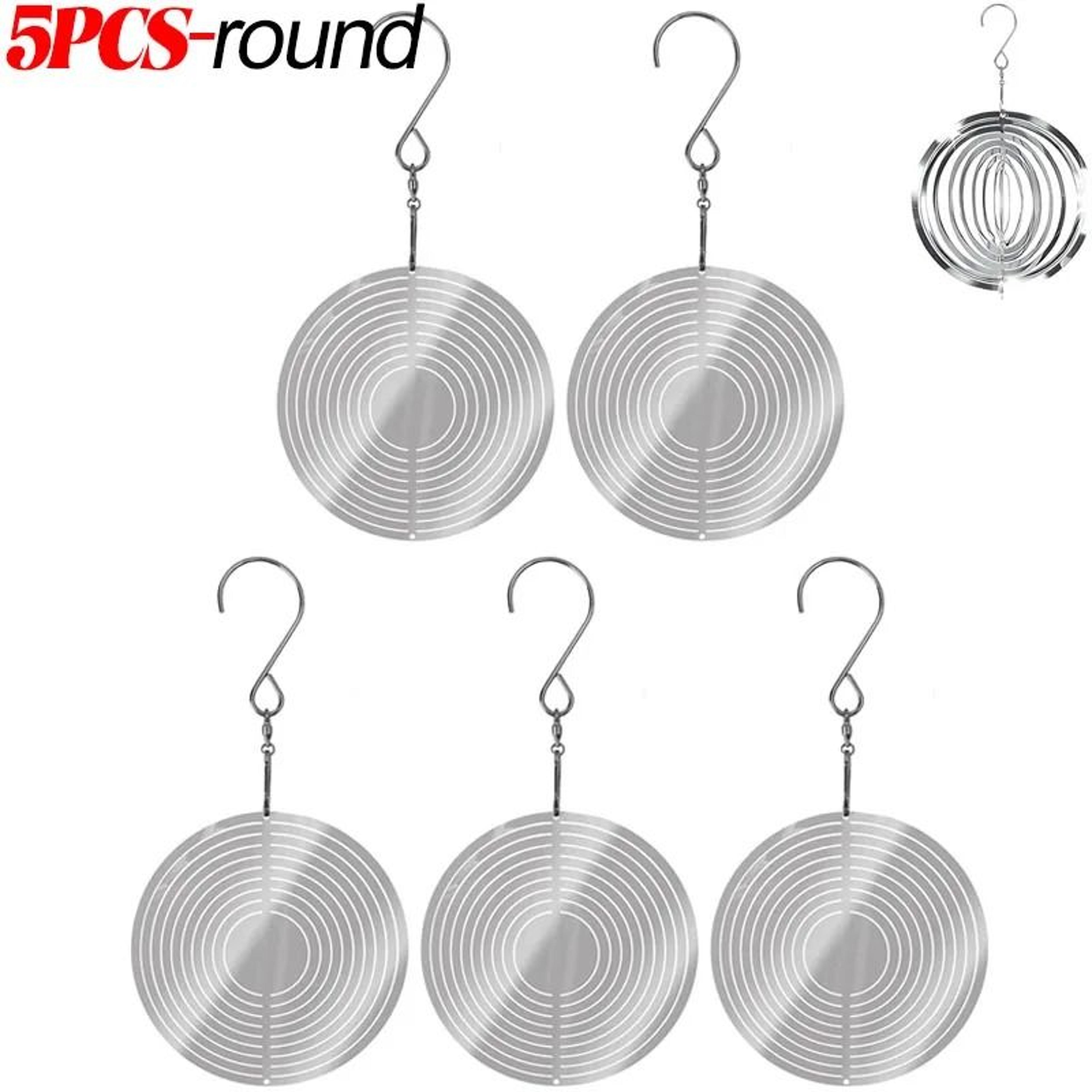 Stainless Steel Reflective 3D Rotating Wind Spinner Bird Deterrent Decor 10