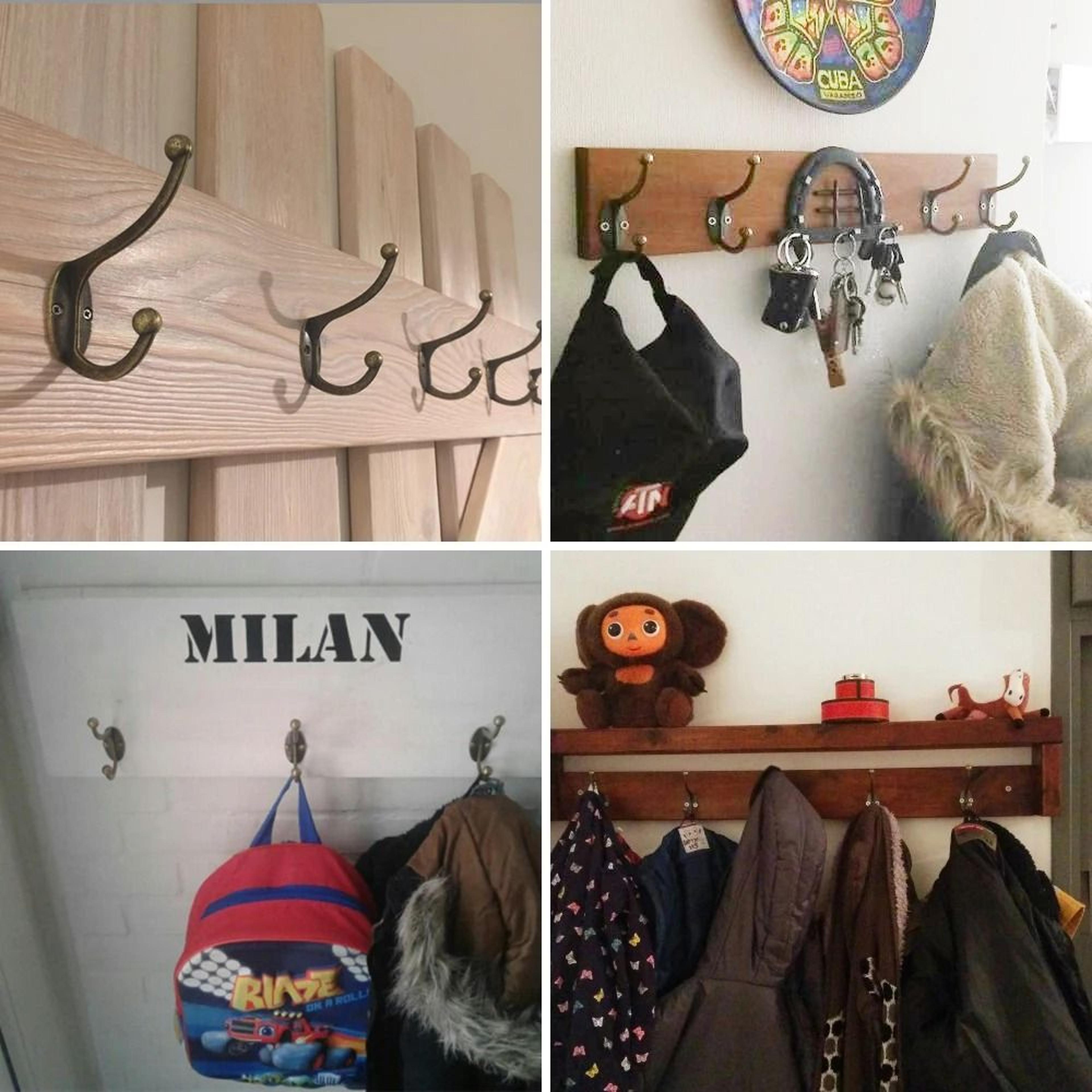 5Pcs Wall Mounted Retro Bronze Double Coat Hooks Heavy Duty Hanger Door Rack 3