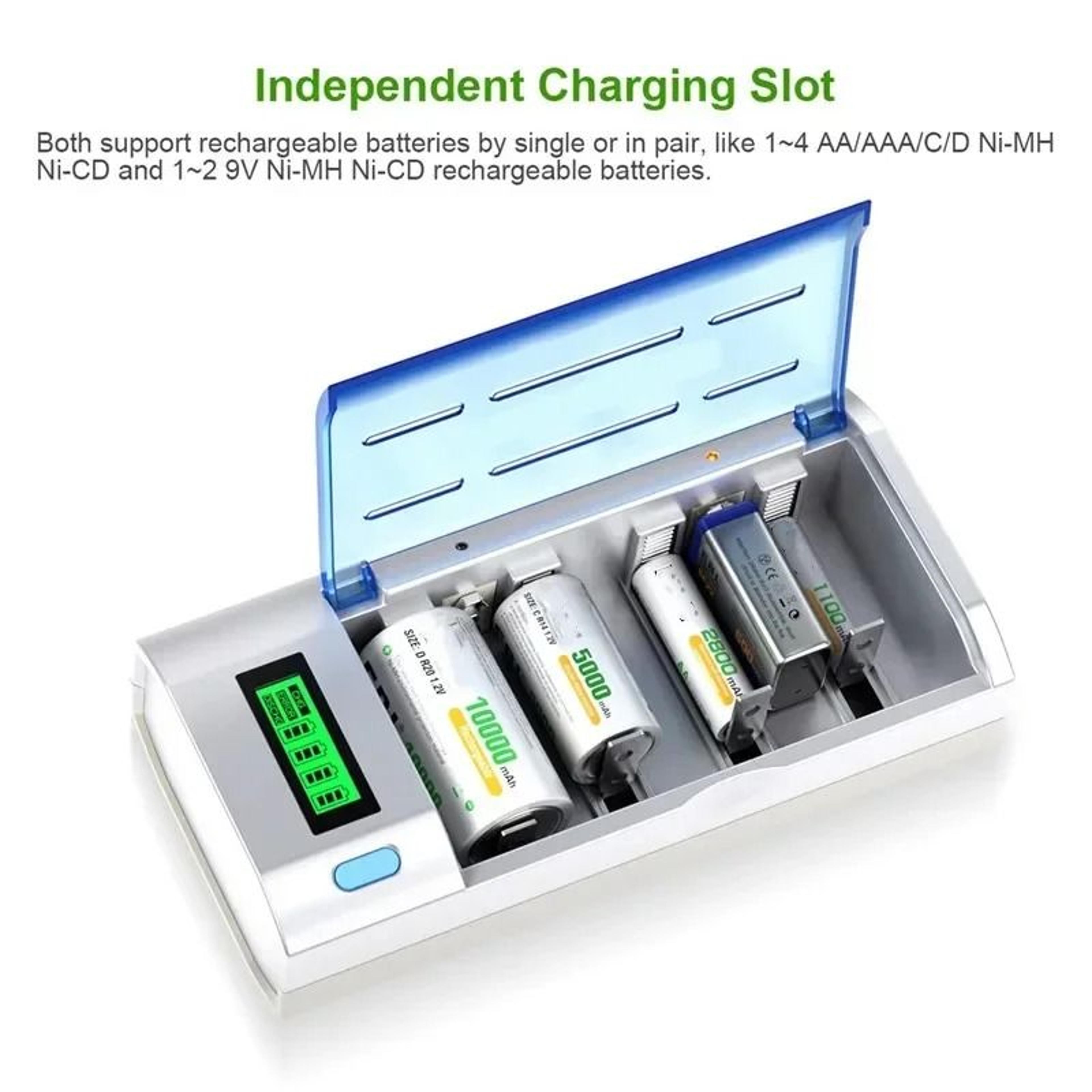 Product Name Universal Smart Battery Charger LCD 6 Slots Fit 12V NiMH AA AAA C D 9V 3