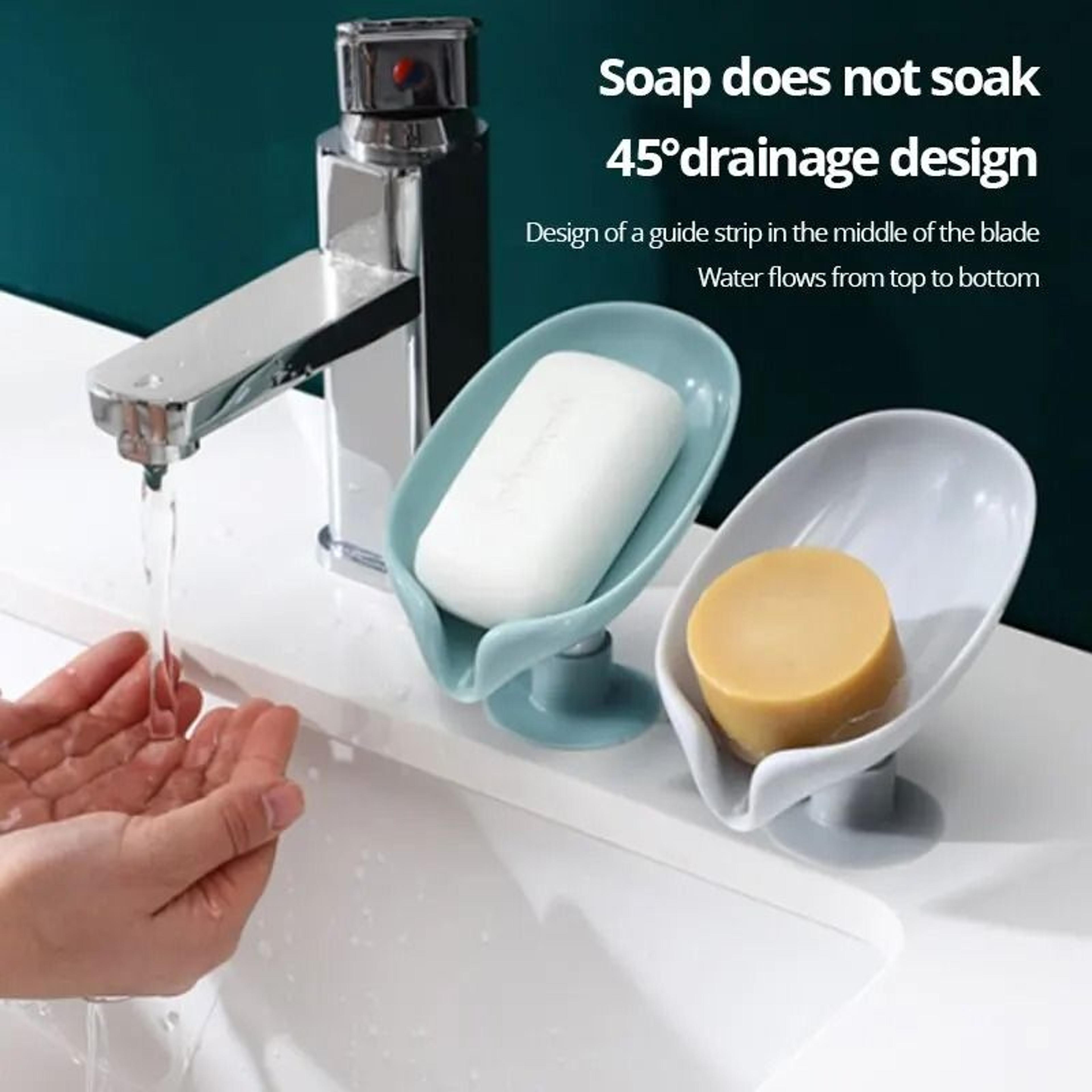 2pcs Cute Suction Cup Draining Soap Dish Holder Punch Free Bathroom Saver Rack 3