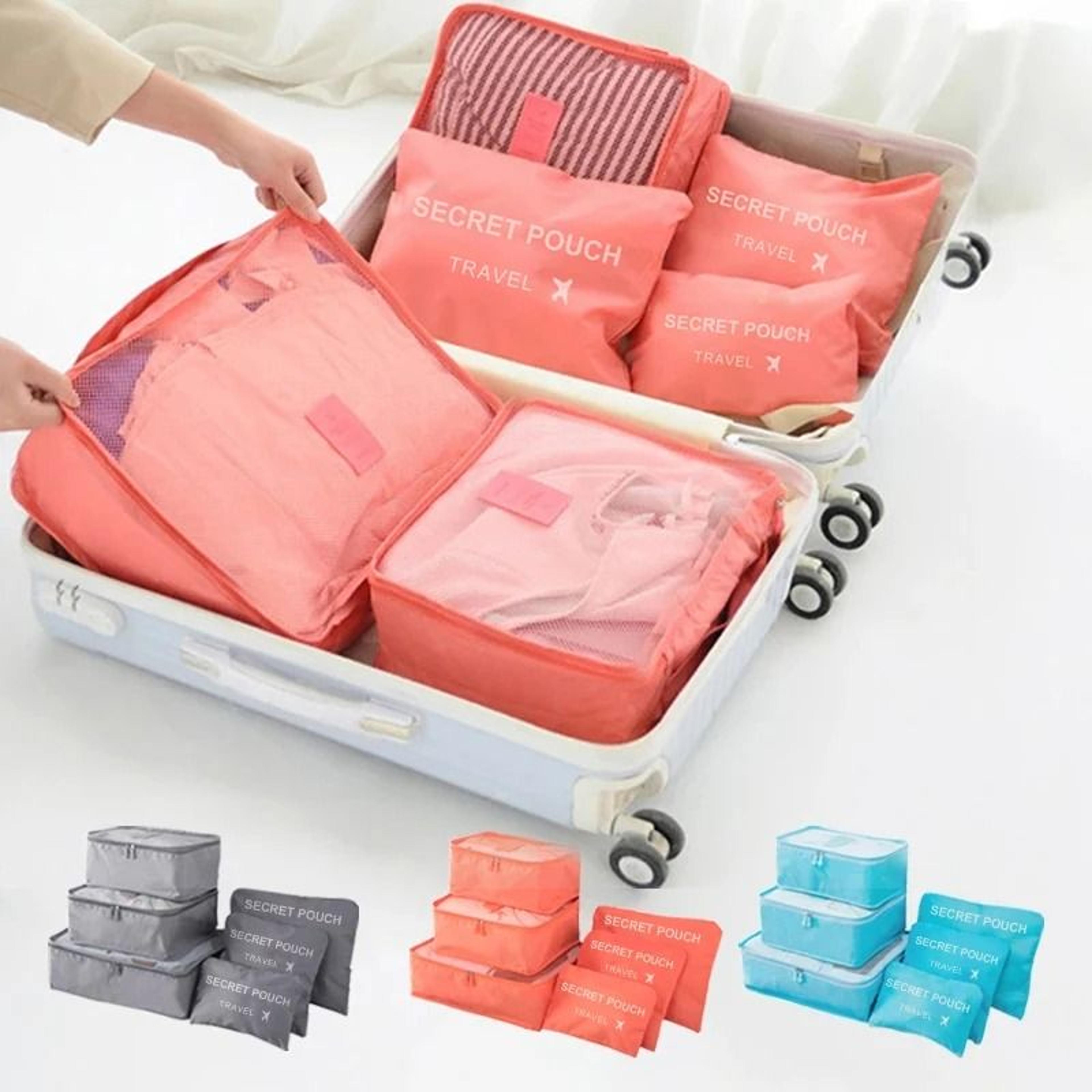6 pcs set travel luggage storage bag waterproof clothes packing cubes zipper