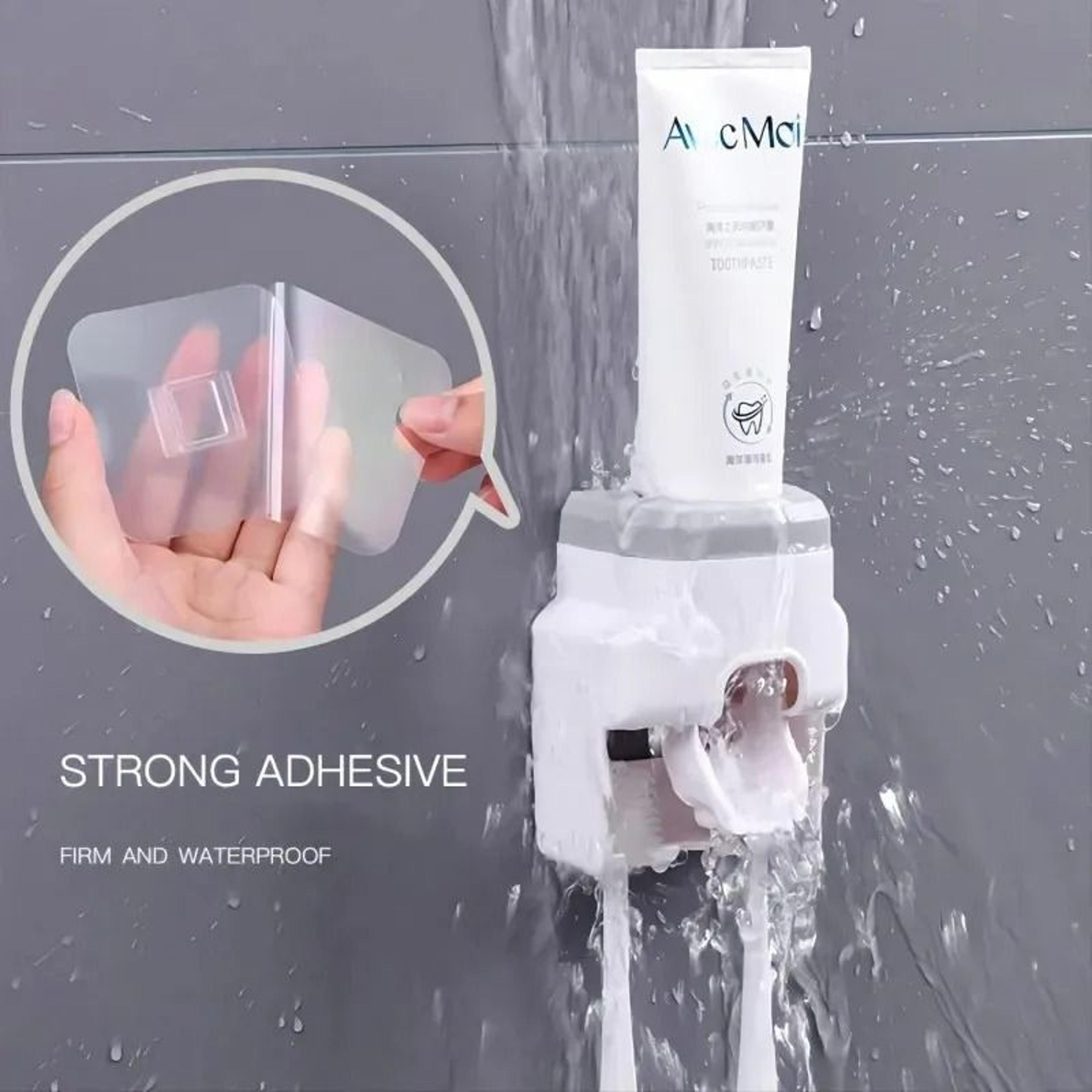 Automatic Toothpaste Dispenser Wall Mount Squeezer Bathroom Toothbrush Holder 2