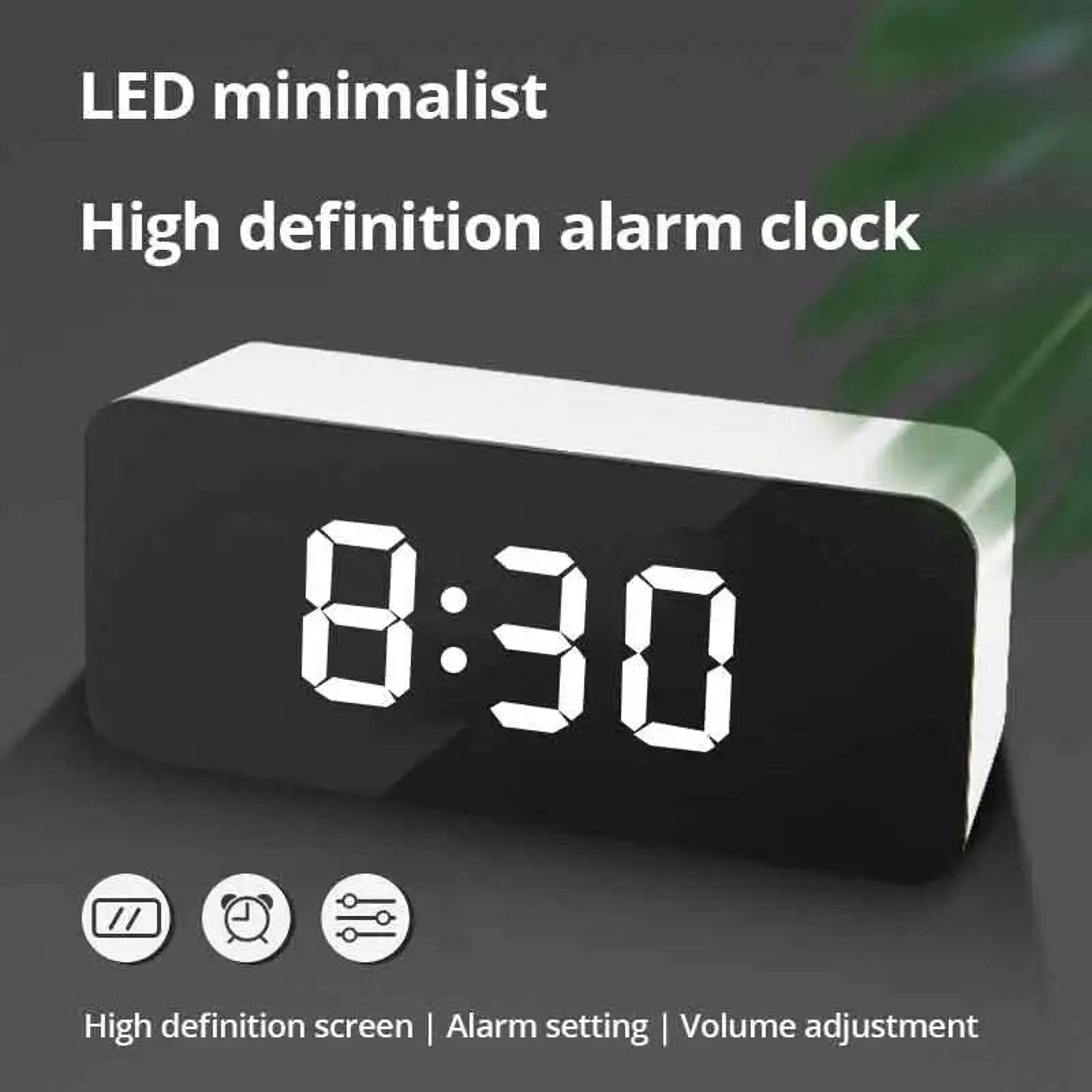 White LED Mirror Alarm Clock Snooze Display USB Digital Night Light Desktop 0