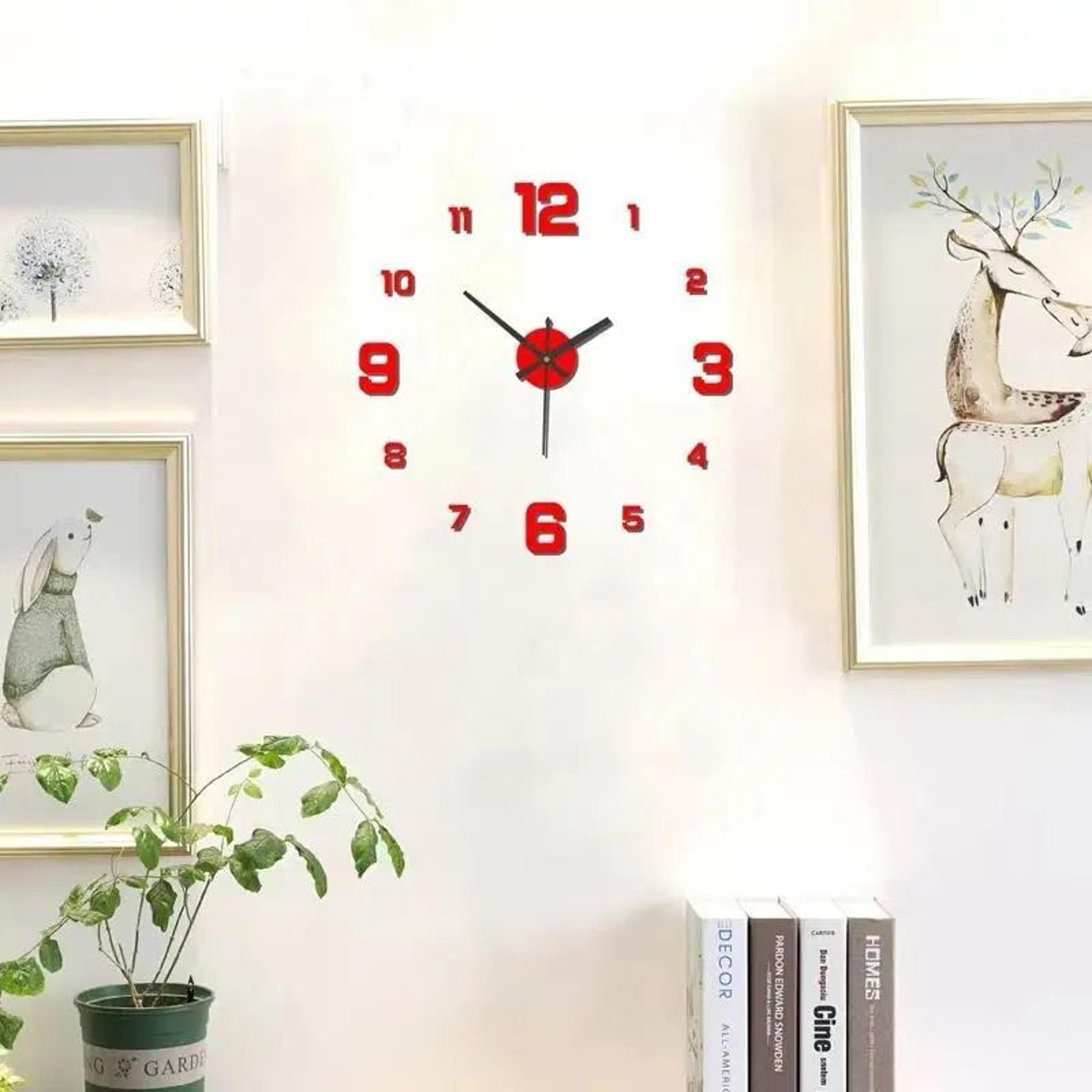 Creative Frameless DIY Wall Clock Modern 3D Decal Sticker Silent Movement 4