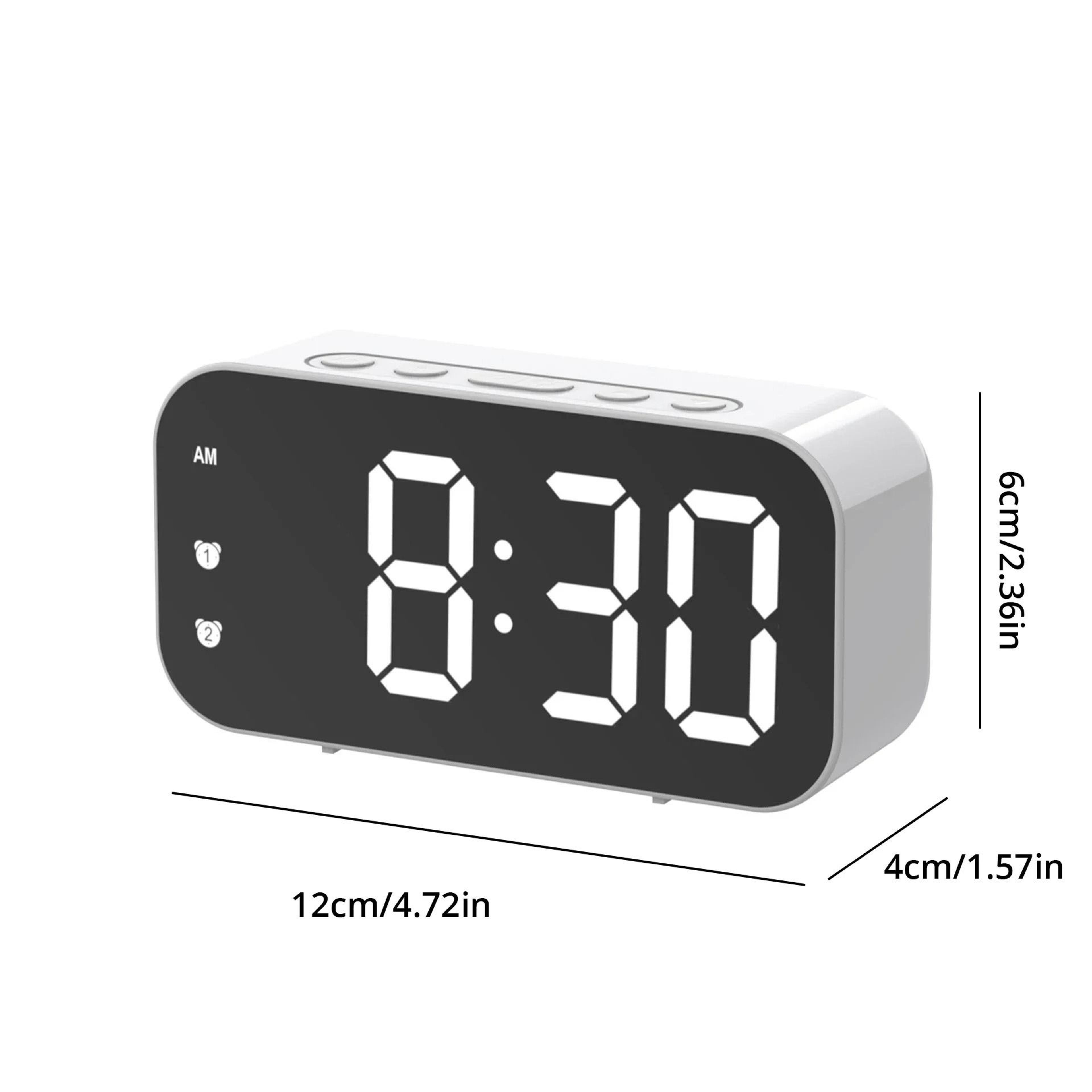 LED Mirror Digital Alarm Clock Desktop Table Clock Snooze Display Electronic 5
