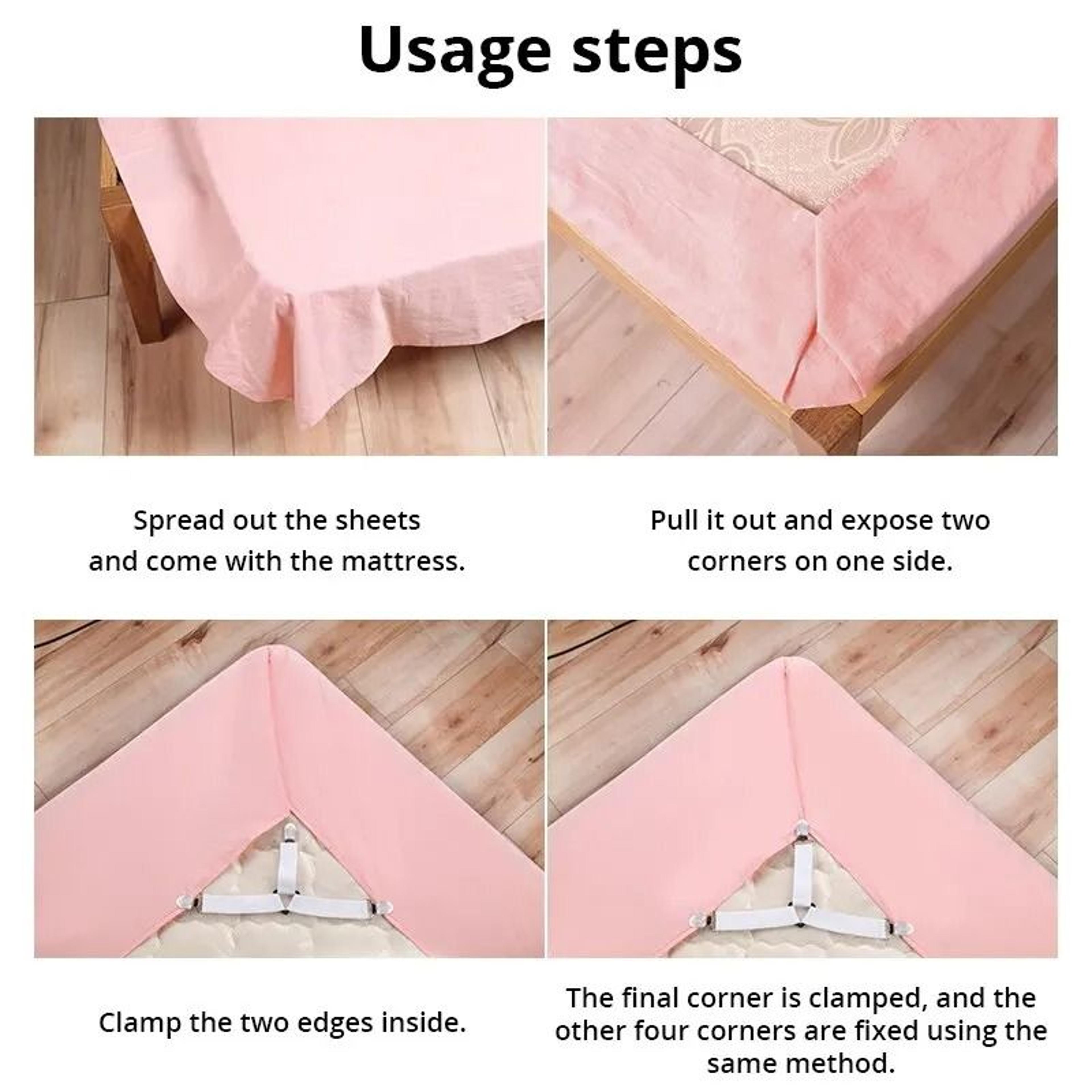 4Pcs Adjustable Bed Sheet Fasteners Elastic Strap Clips Mattress Cover Holder 4