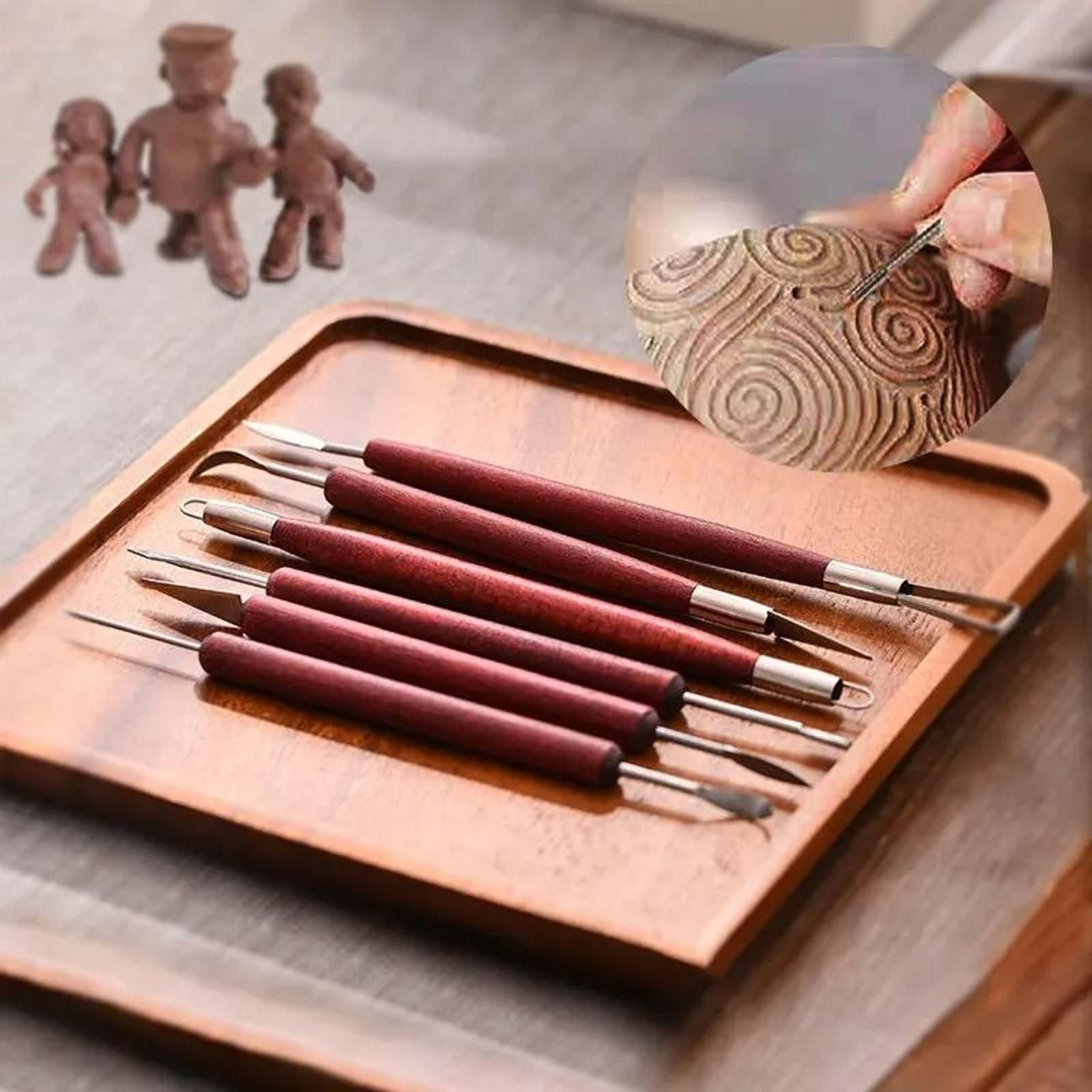 6pcs pottery clay sculpting tools double ended wire ribbon carving knives