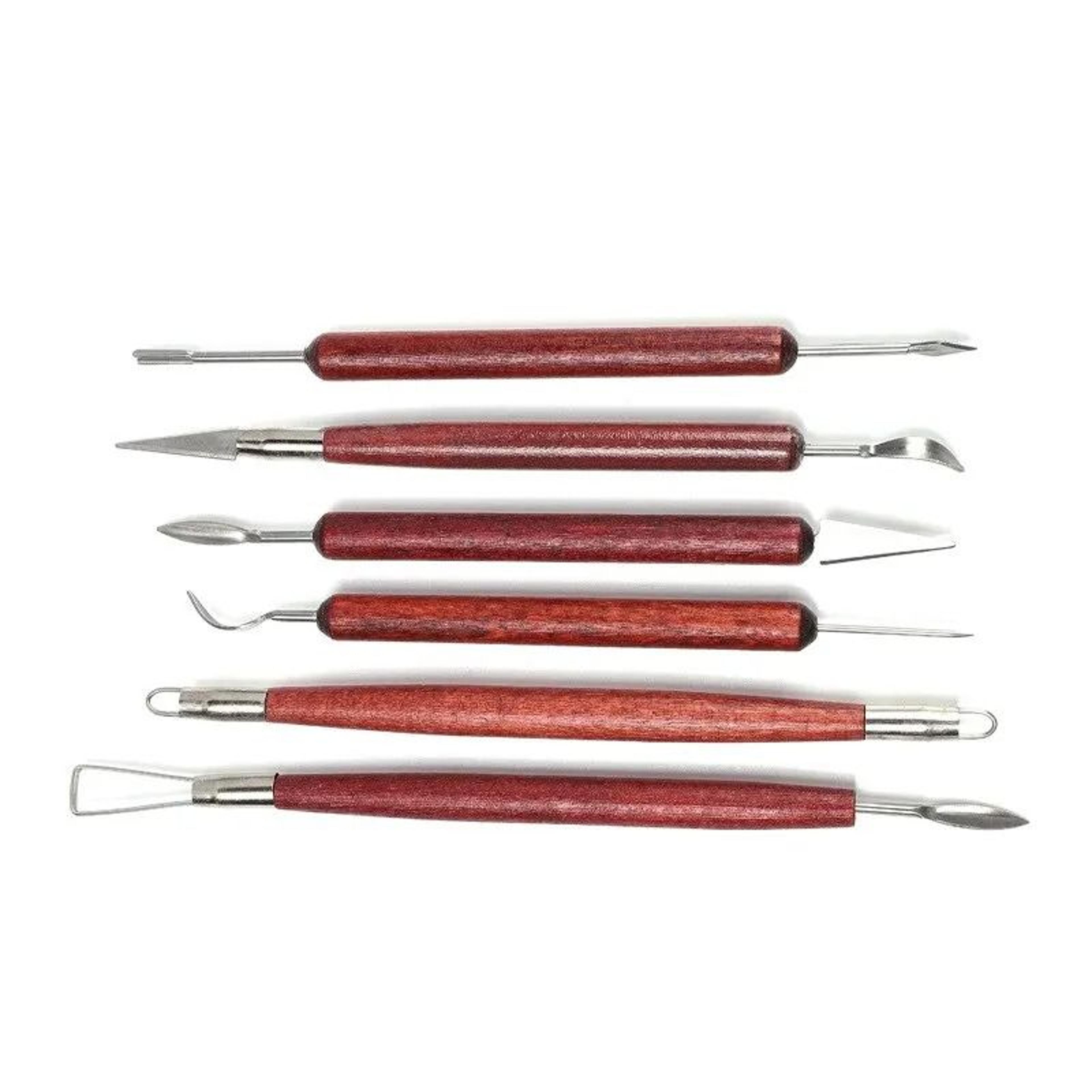 6Pcs Pottery Clay Sculpting Tools Double Ended Wire Ribbon Carving Knives 6