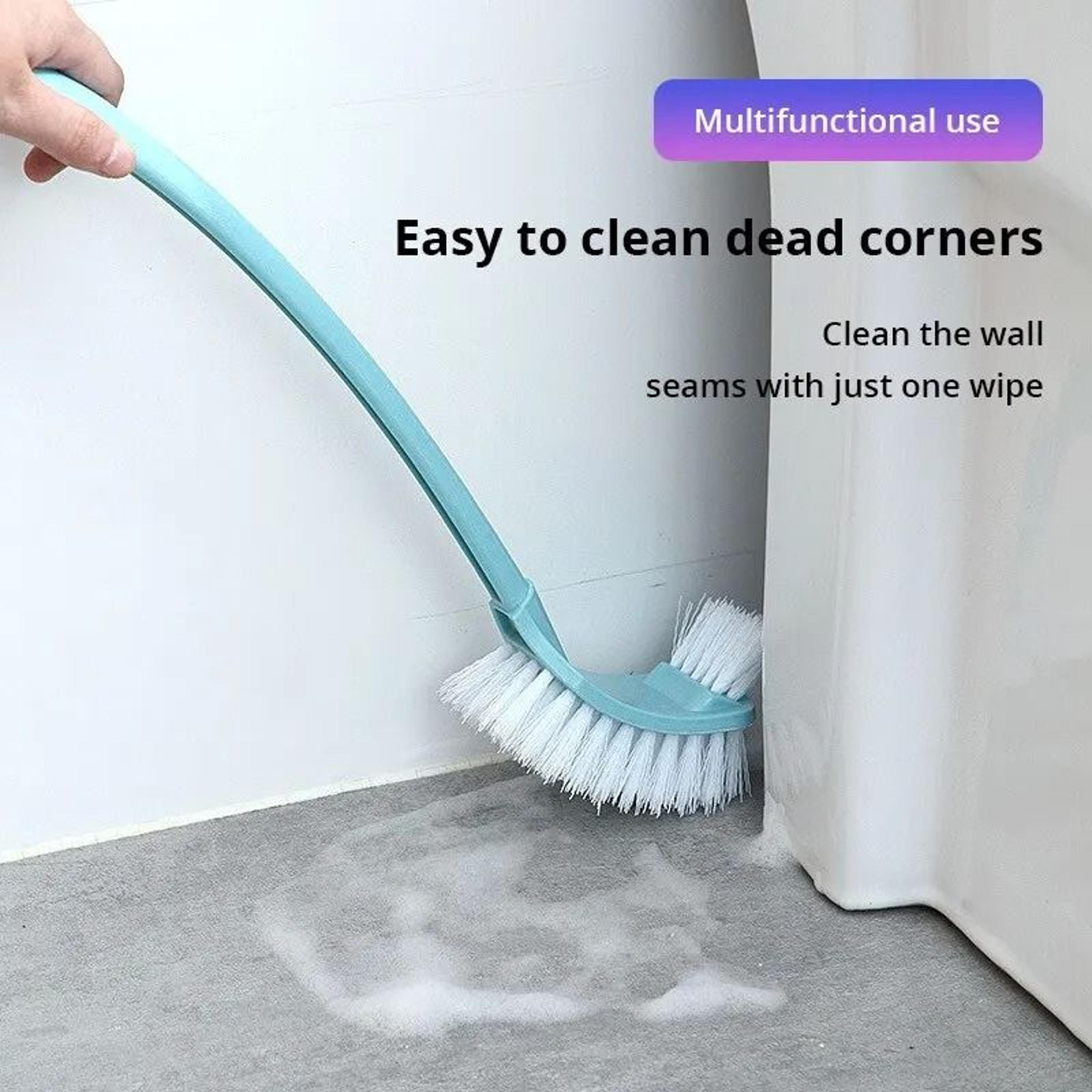 Double Sided Toilet Brush Long Handle Curved Rim Corner Scrubber Cleaner 1