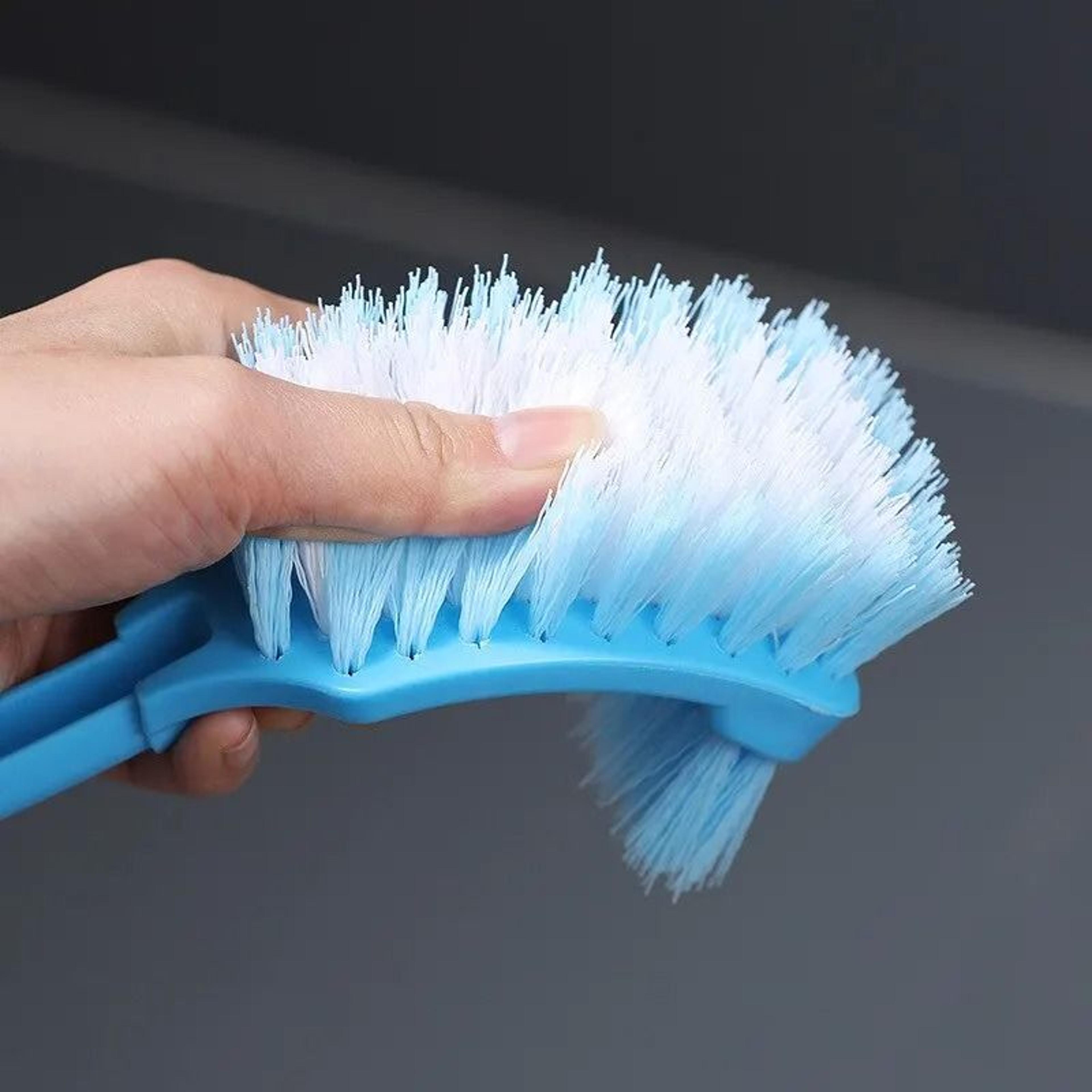 Double Sided Toilet Brush Long Handle Curved Rim Corner Scrubber Cleaner 4