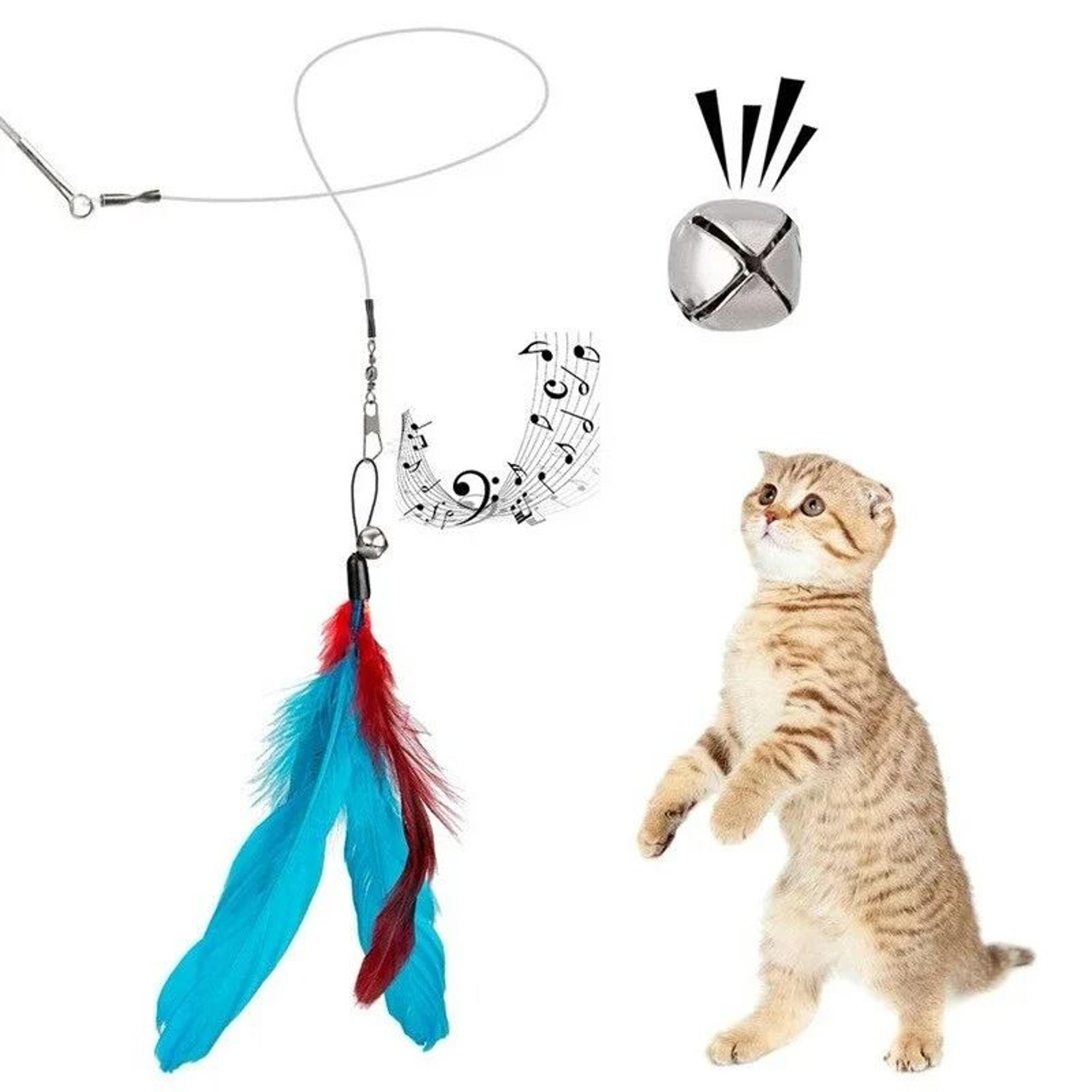 11Pcs Retractable Cat Wand Toy Set Interactive Feather Teaser Refills 3