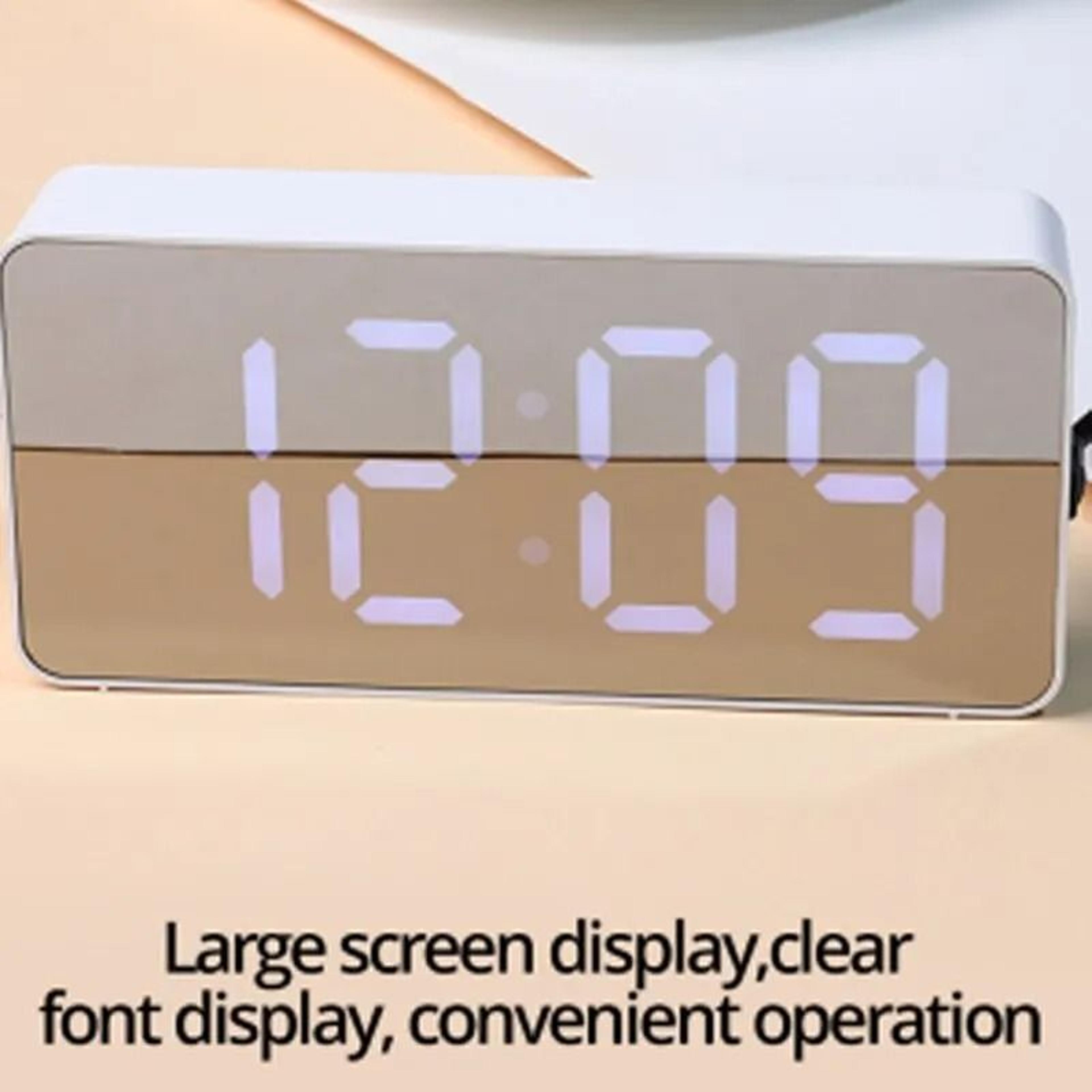 Modern LED Mirror Digital Alarm Clock USB Table Top Night Light Snooze Clock 1