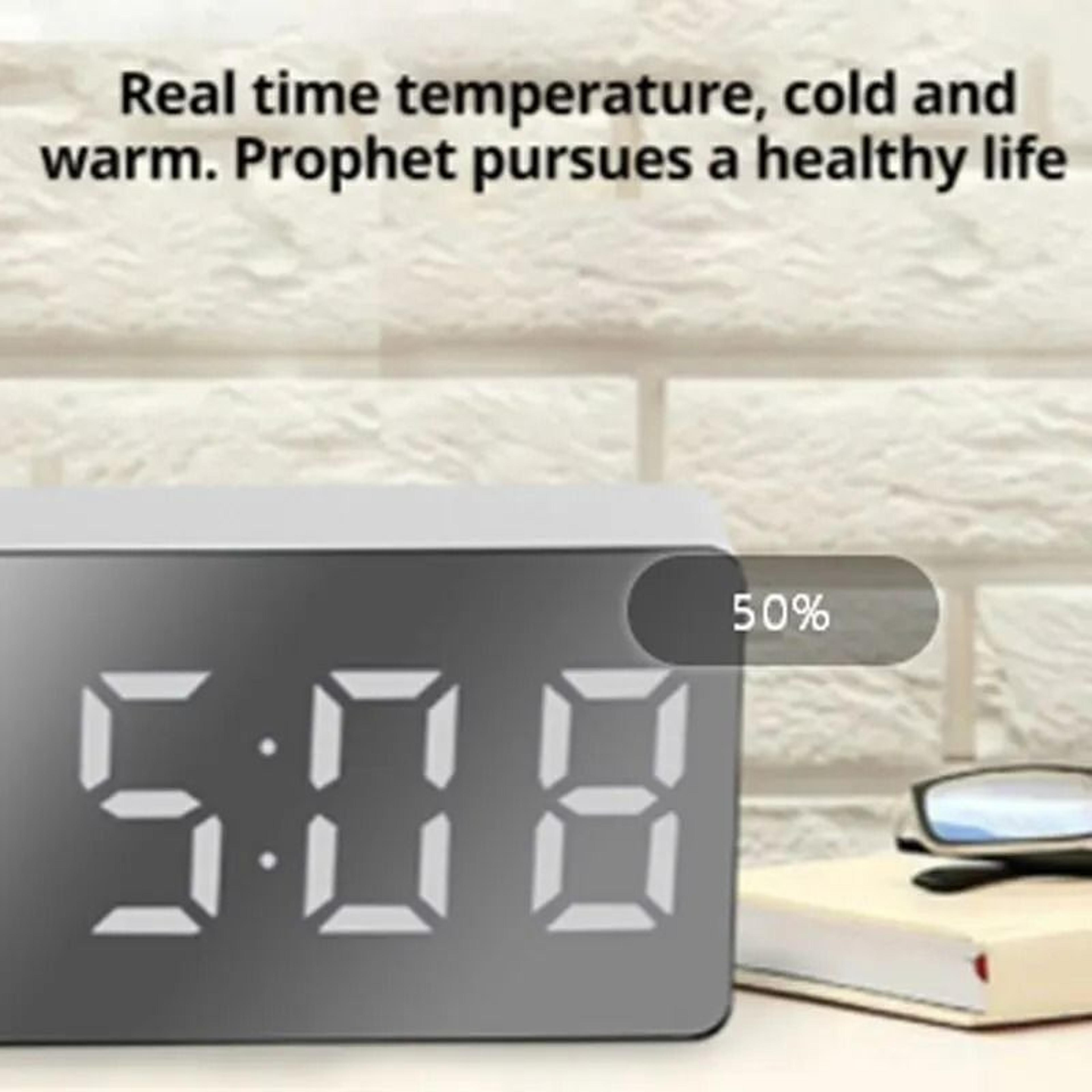 Modern LED Mirror Digital Alarm Clock USB Table Top Night Light Snooze Clock 3