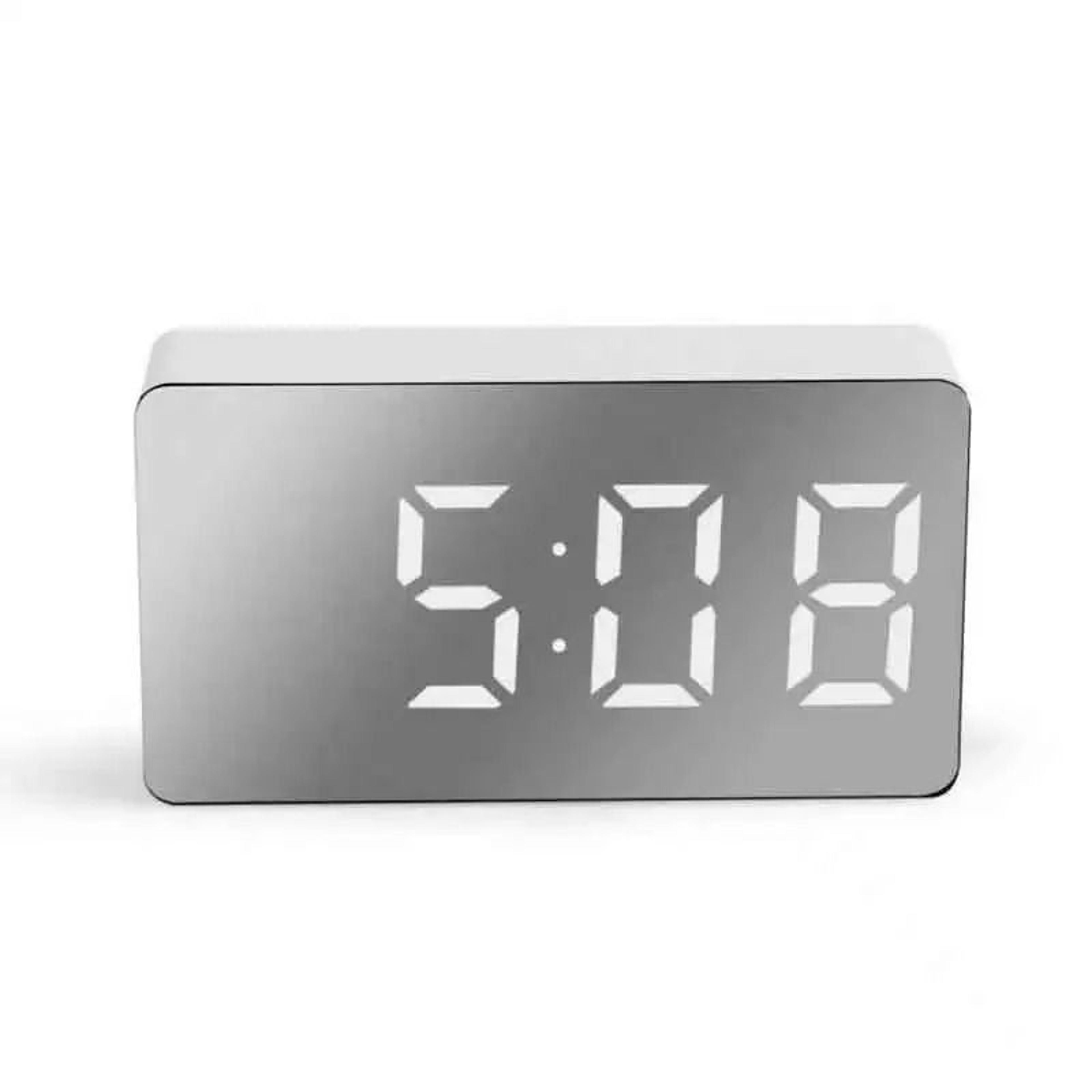 Modern LED Mirror Digital Alarm Clock USB Table Top Night Light Snooze Clock 6