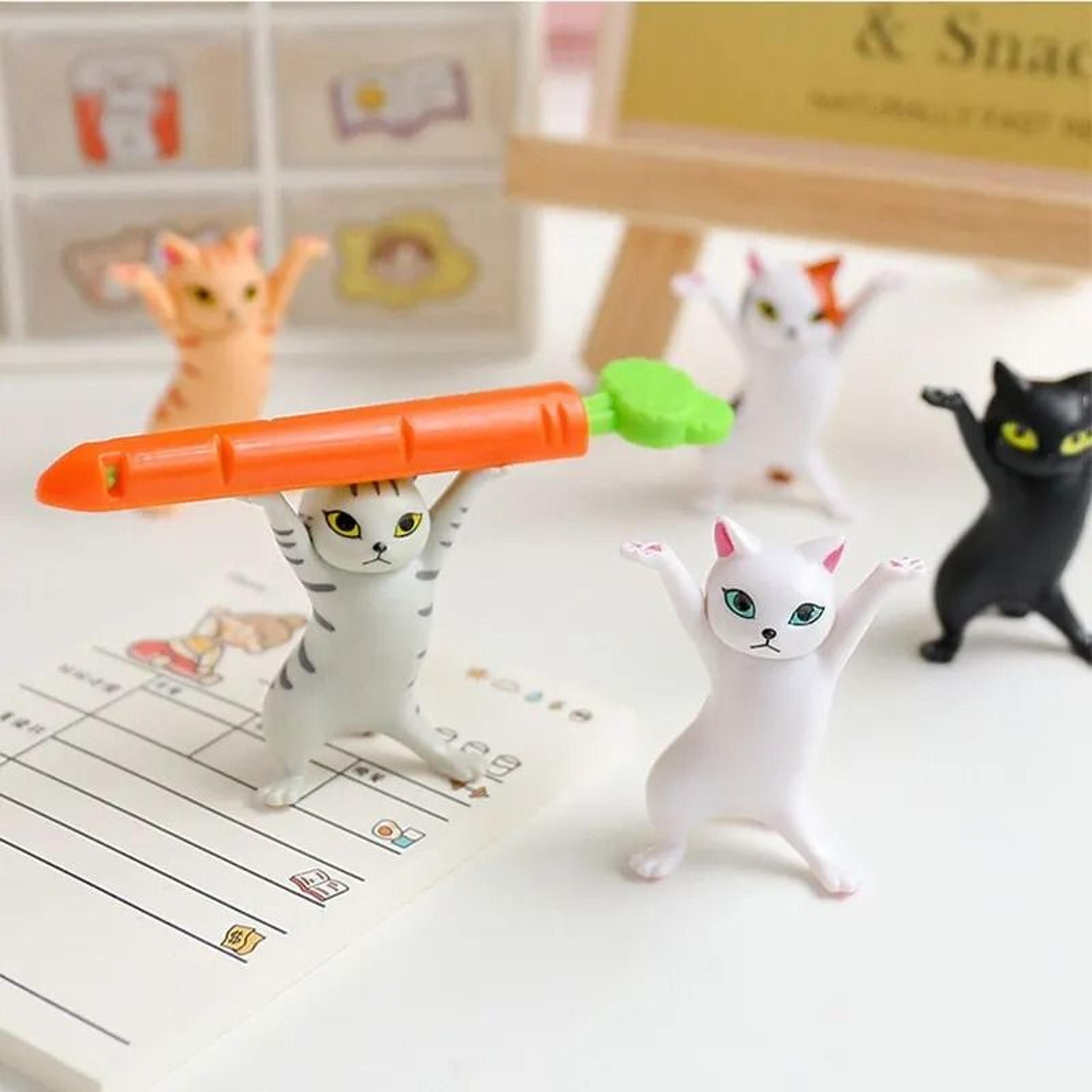 5Pcs Dancing Cat Figure Toy Pen Holder Stand Doll Cake Topper Decoration 4