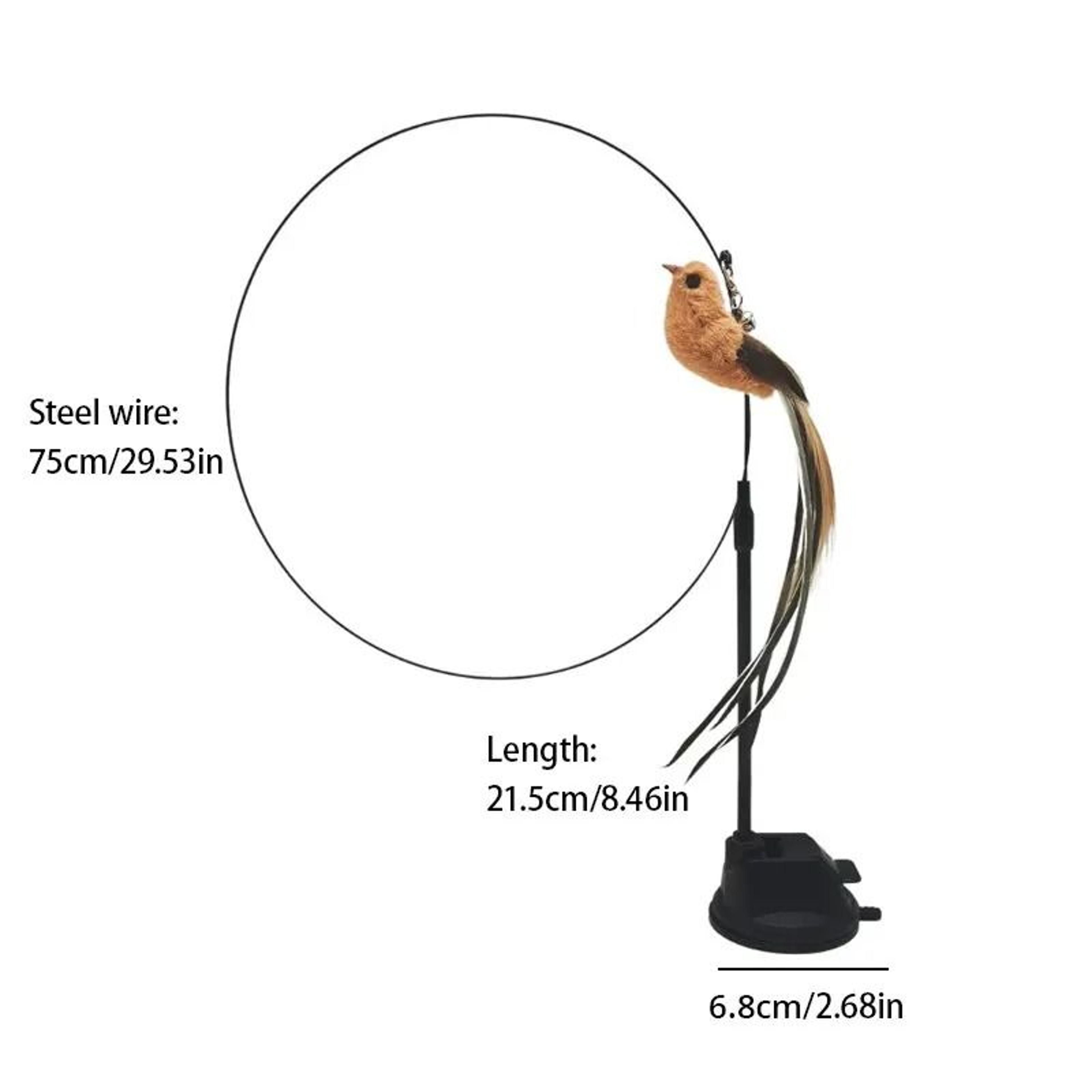 Self Playing Suction Cup Feather Cat Toy Wire Wand Teaser Stick 5