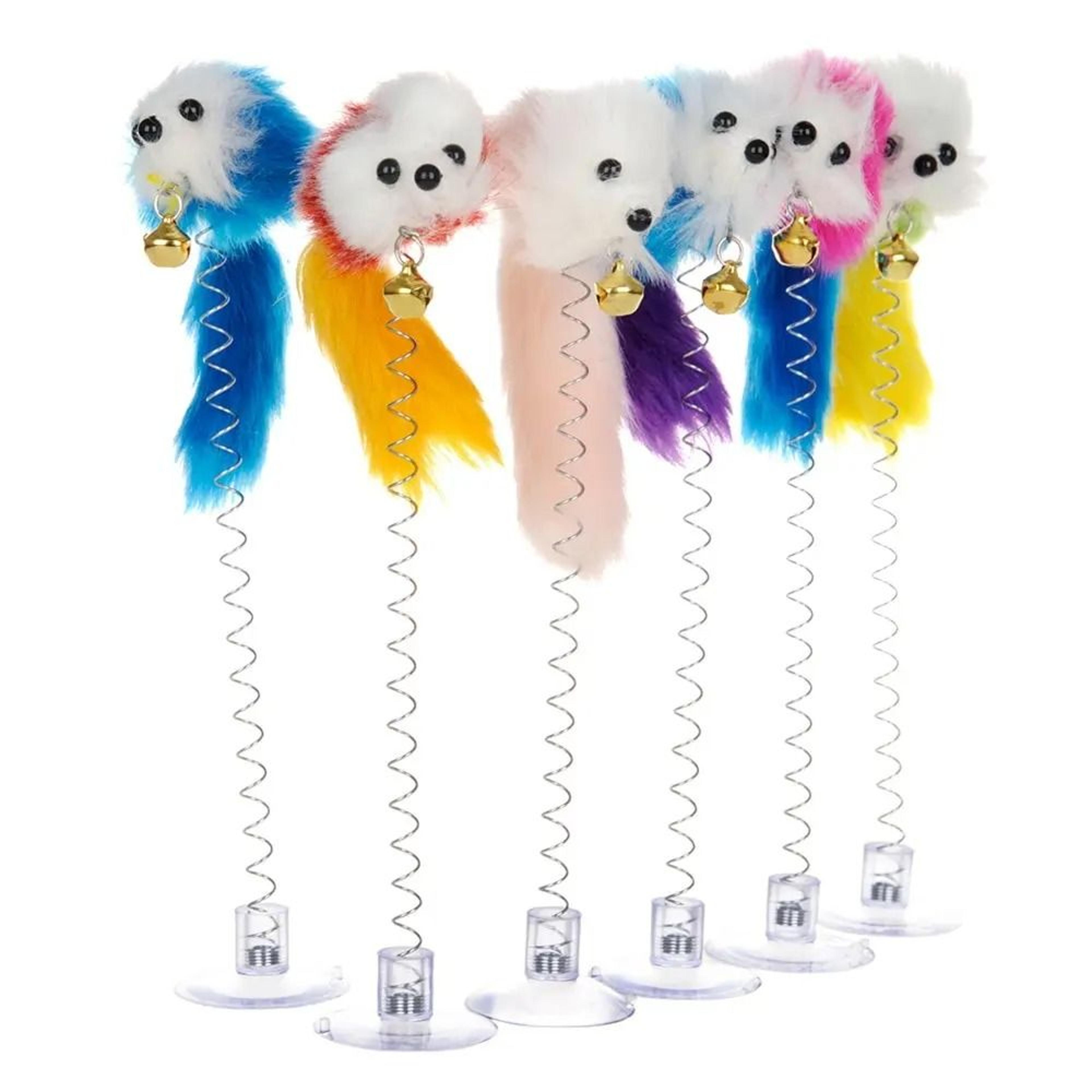 Interactive Cartoon Cat Wand Toy Feather Rod Mouse Teaser With Mini Bell 2