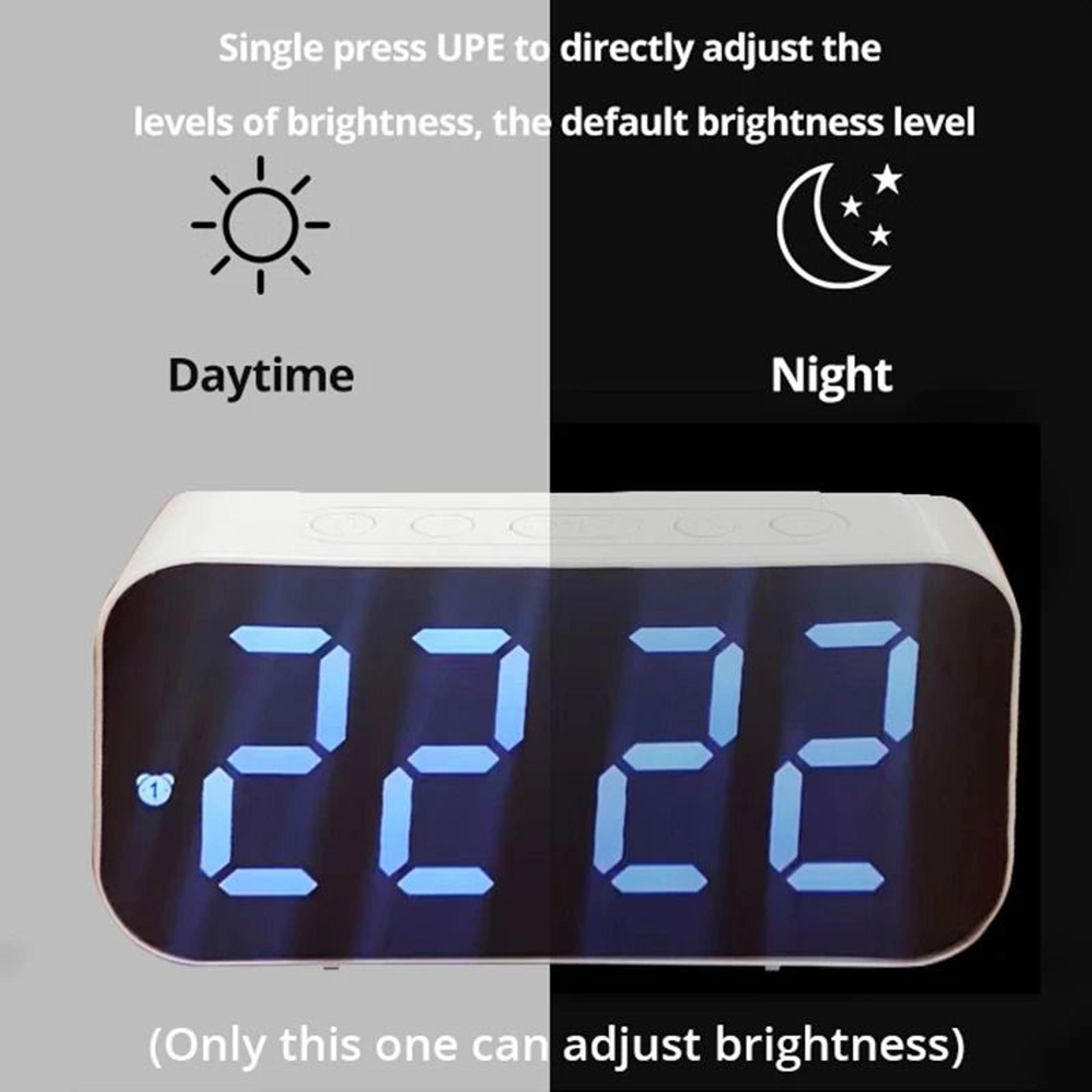 LED Mirror Digital Alarm Clock Snooze Time Temperature Electronic Table 2
