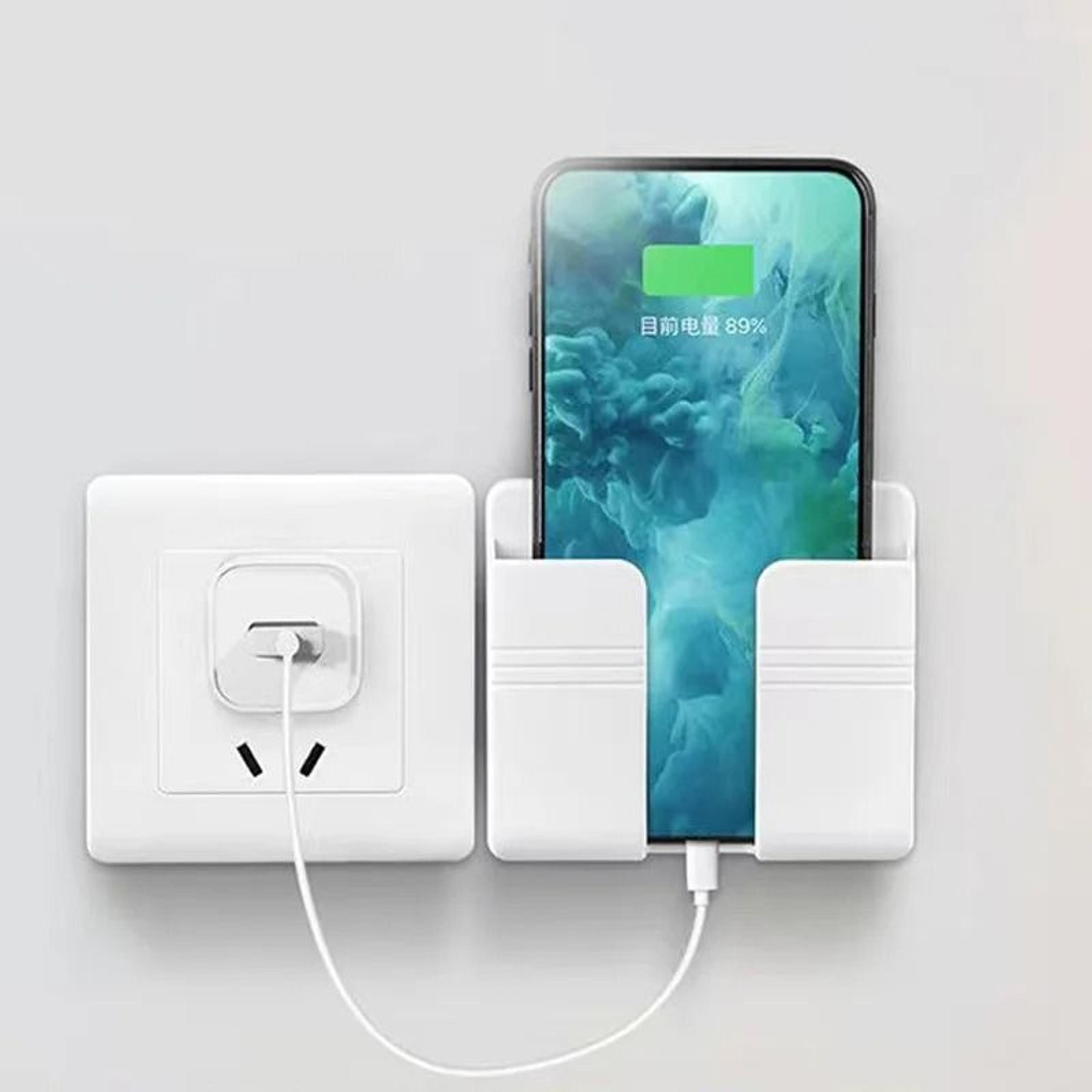 Punch Free Wall Mounted Phone Charging Holder Remote Control Storage Box 0