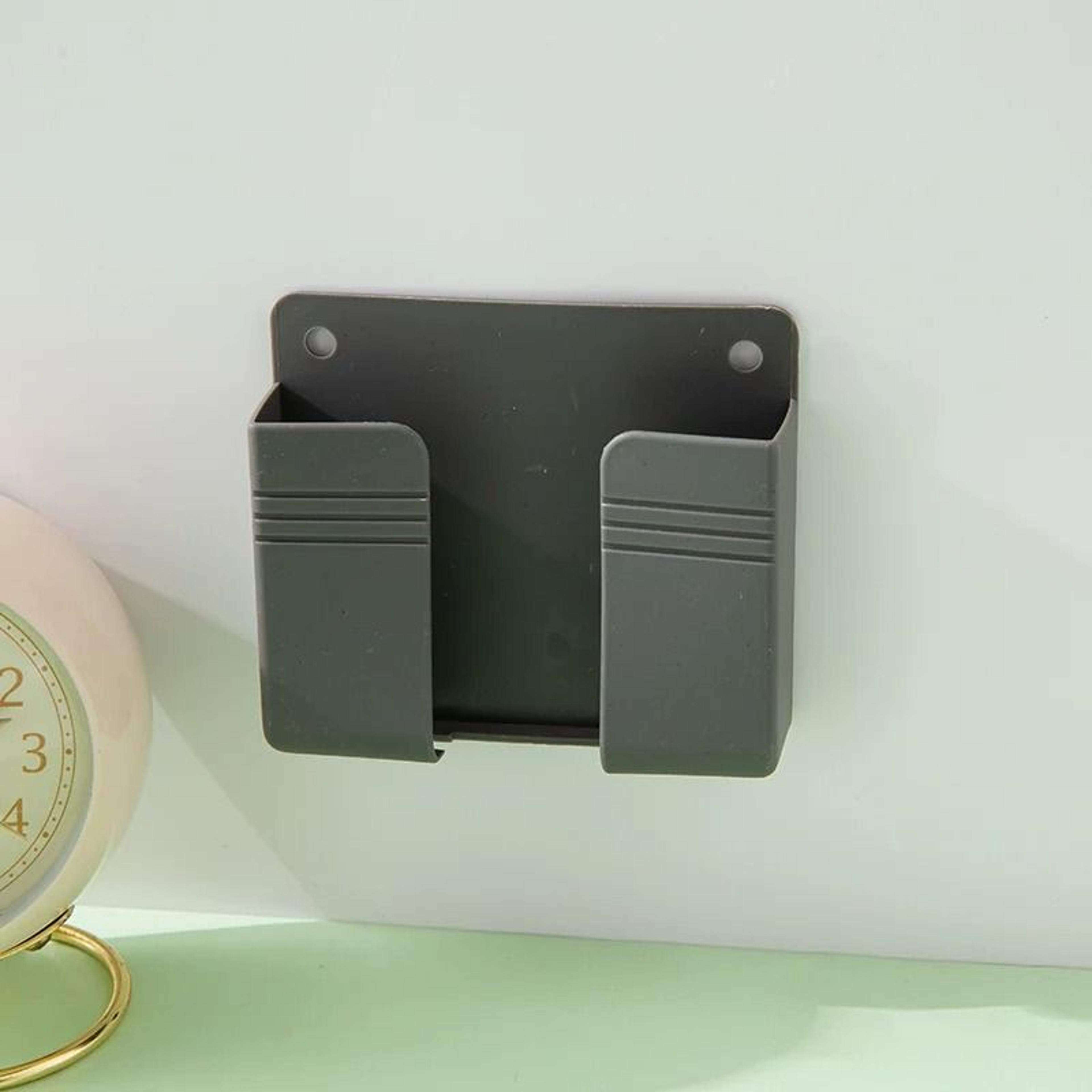 Punch Free Wall Mounted Phone Charging Holder Remote Control Storage Box 9