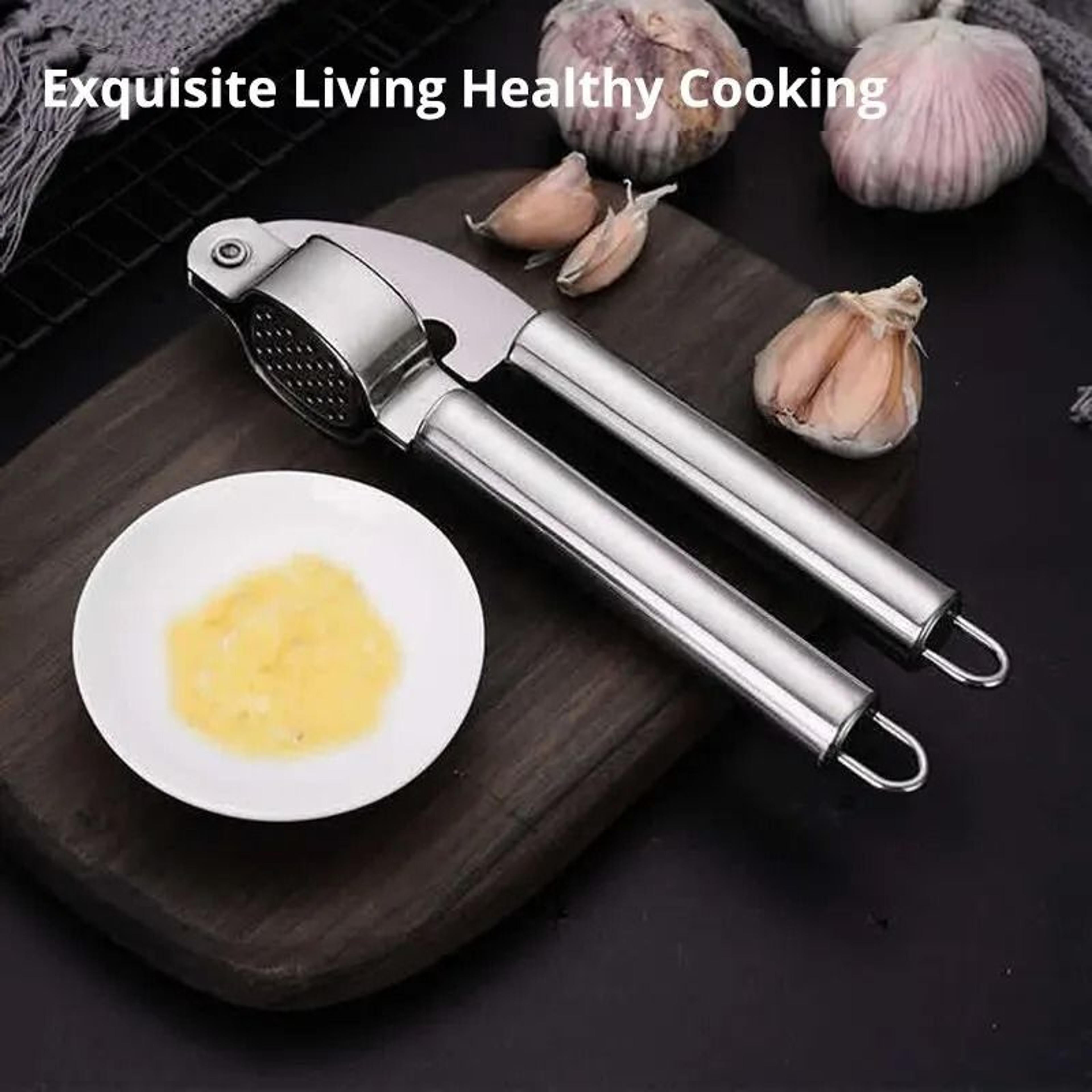 stainless steel garlic press rocker ergonomic manual mincer slicer tool