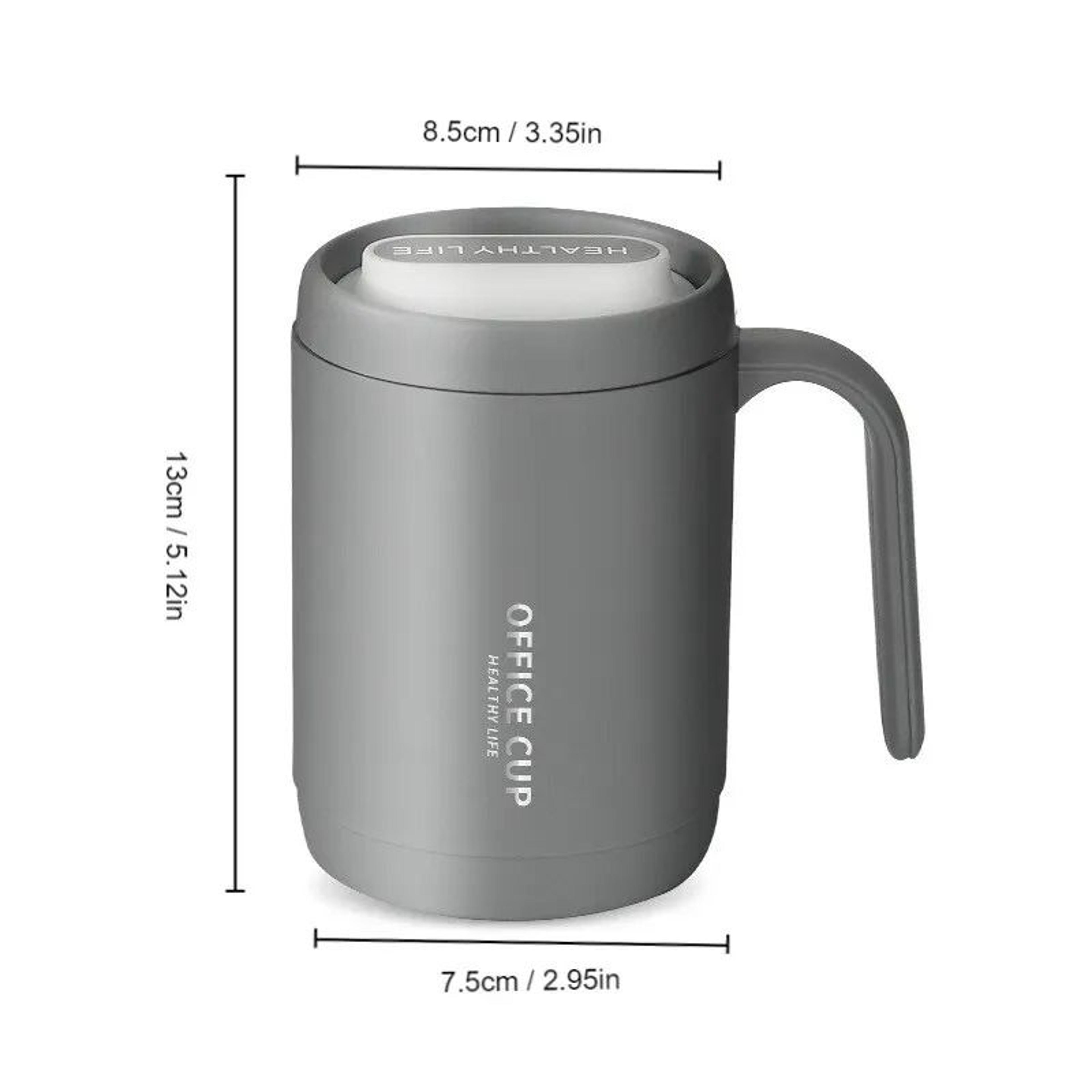 500ml Portable Grey Coffee Mug Spill Proof Lid Office Travel Drinking Cup 6